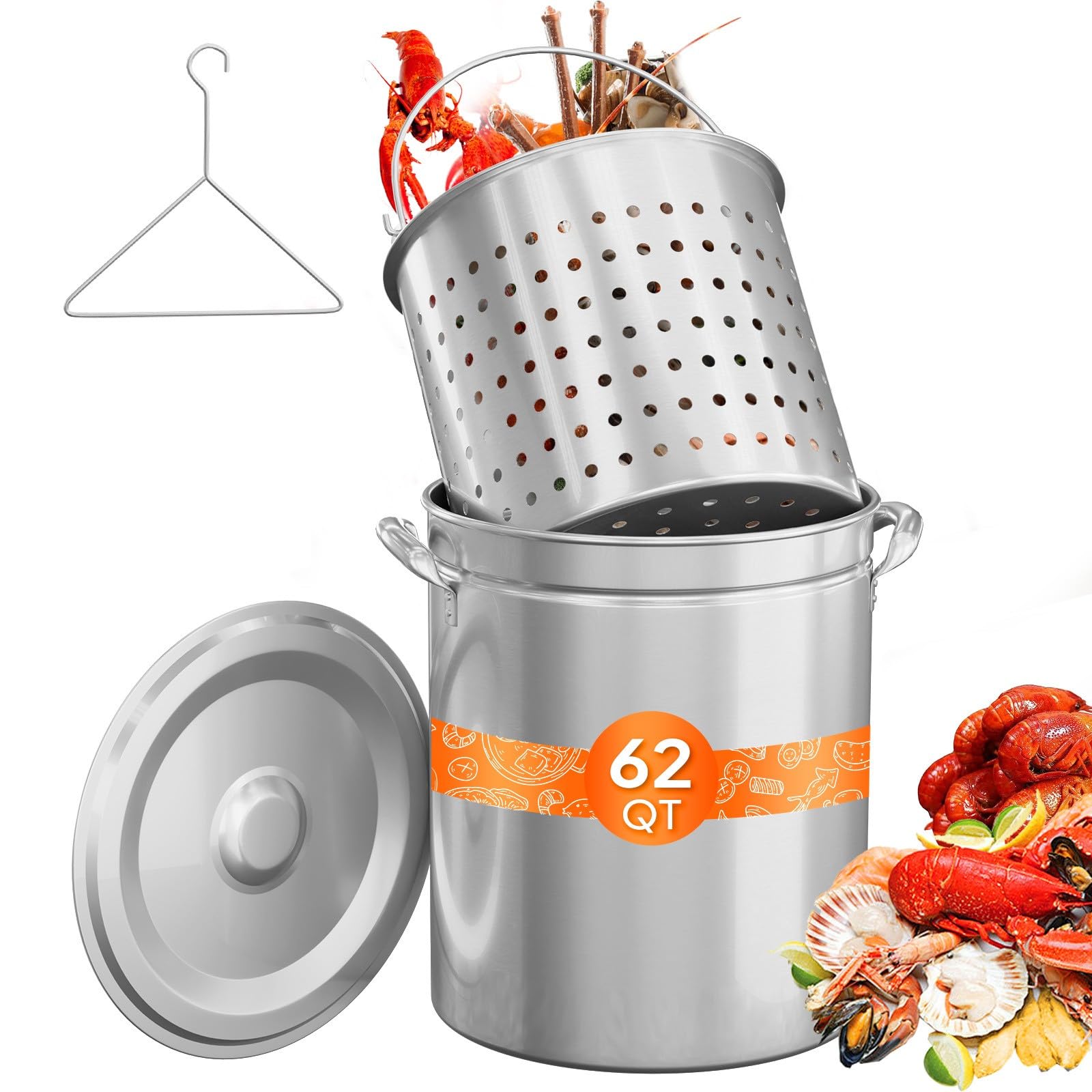 ROVSUN 62 QT Stainless Steel Seafood Boil Pot with Strainer Basket