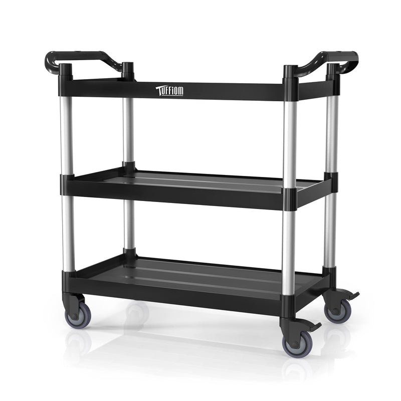 ROVSUN 3 Tier Large 450lbs Capacity Shelf Plastic Utility Cart with Wheels Black
