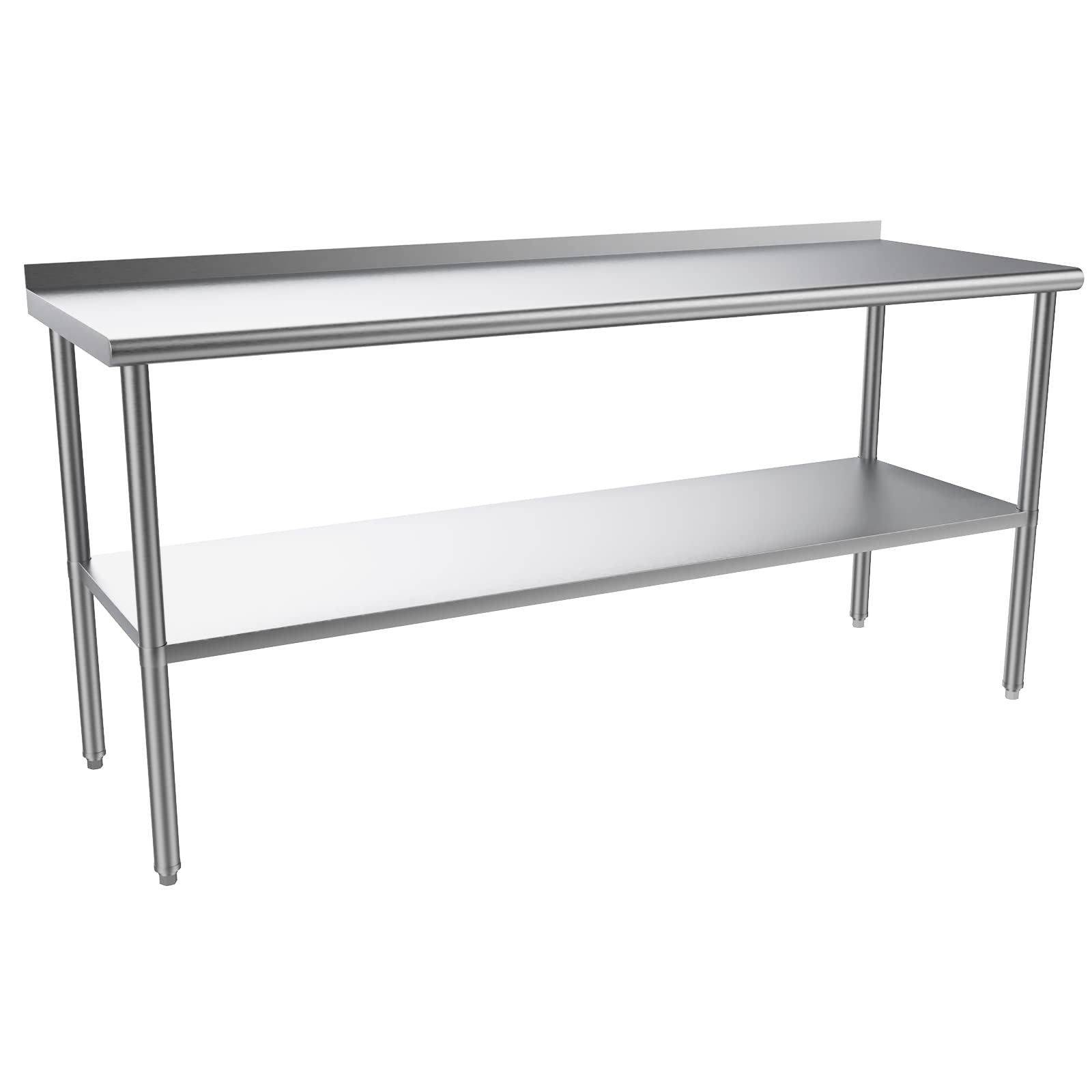 ROVSUN 72" x 24" Stainless Steel Table with Backsplash