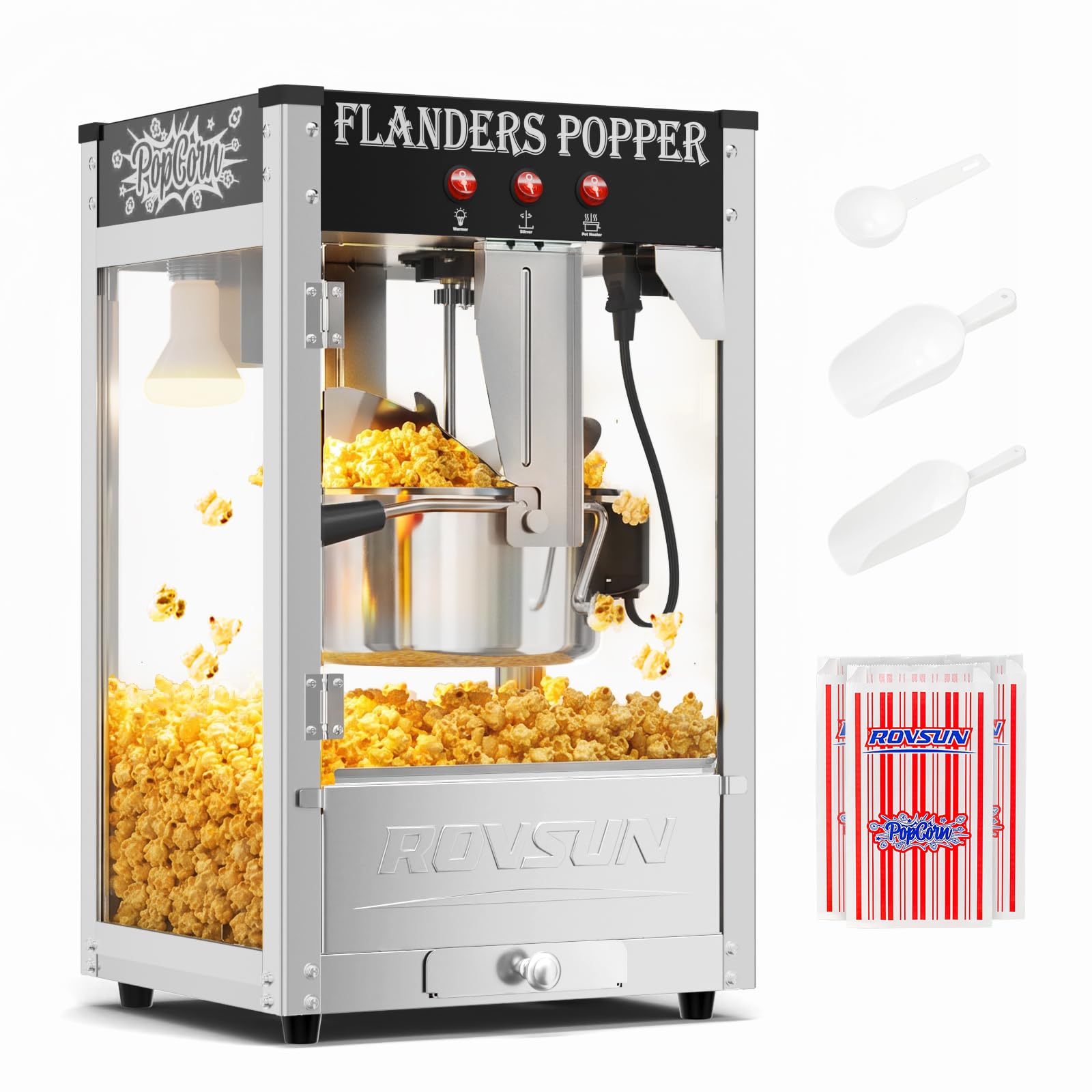 ROVSUN Commercial Black Popcorn Machine with 10 Oz Kettle