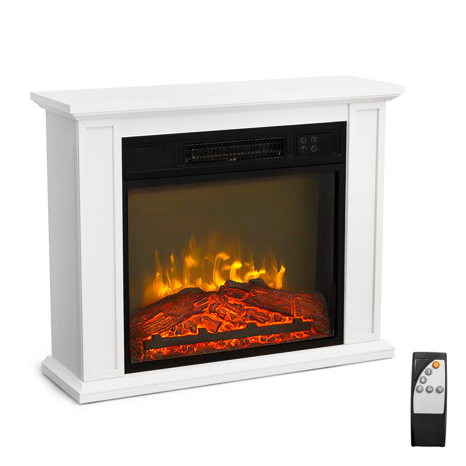 ROVSUN 27'' High 1400W 120V Electric Fireplace with Mantel & Remote