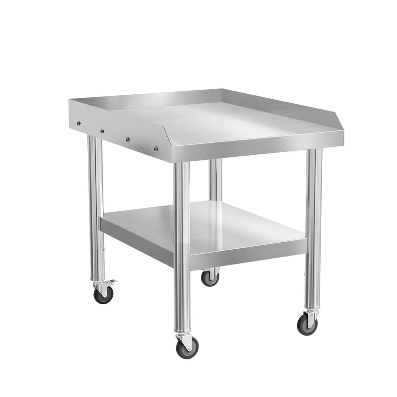 ROVSUN 24 X 30 Inches Kitchen Stainless Steel Equipment Stand Heavy Duty Grill Stand Table with Adjustable Undershelf & Wheels