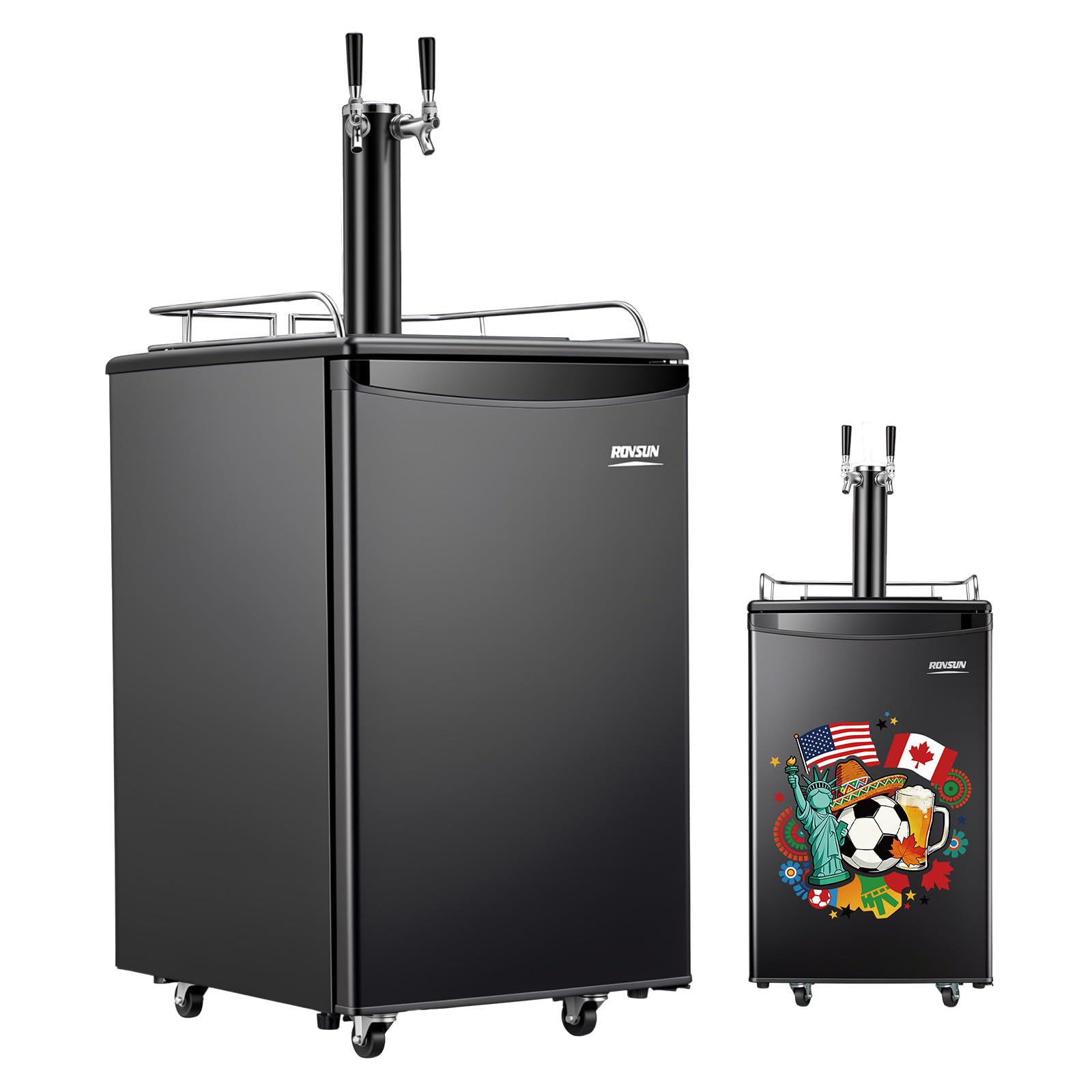 ROVSUN 5.4 Cu.Ft. Dual Tap Kegerator Beer Dispenser Black
