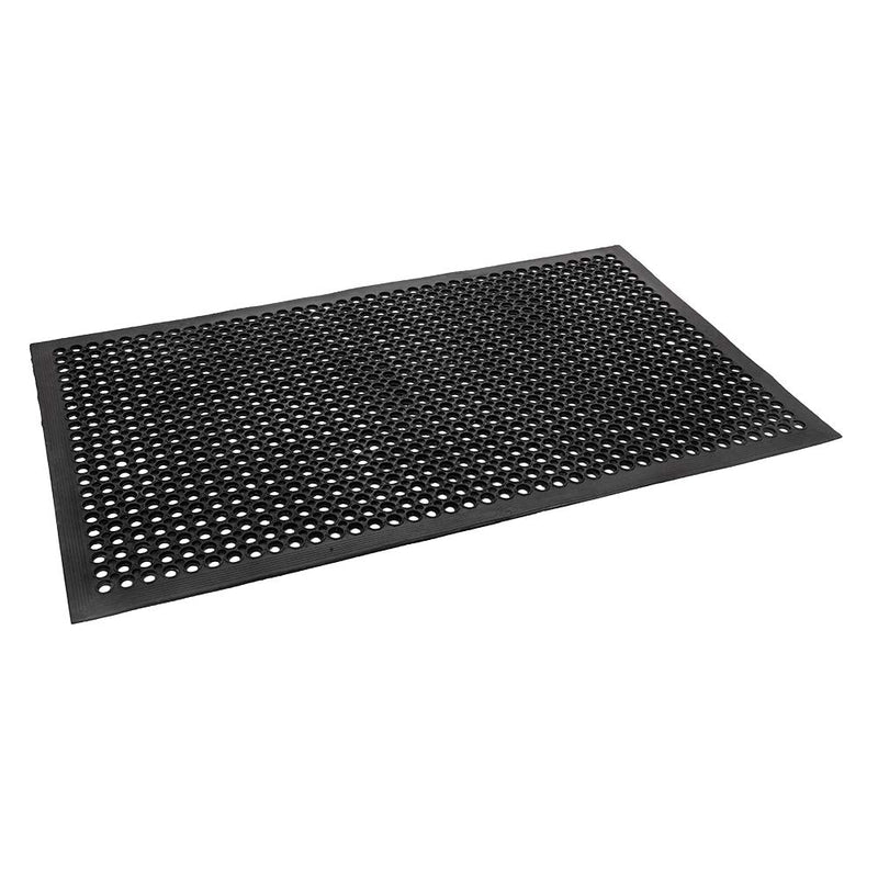 ROVSUN 36'' x 60''(3 x 5 FT) Rubber Floor Mat Anti-Fatigue Non-Slip Drainage Mat with Holes Black/Red