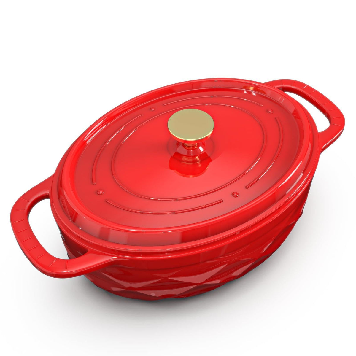ROVSUN 7.5 QT Oval Enameled Cast Iron Dutch Oven Pot Red
