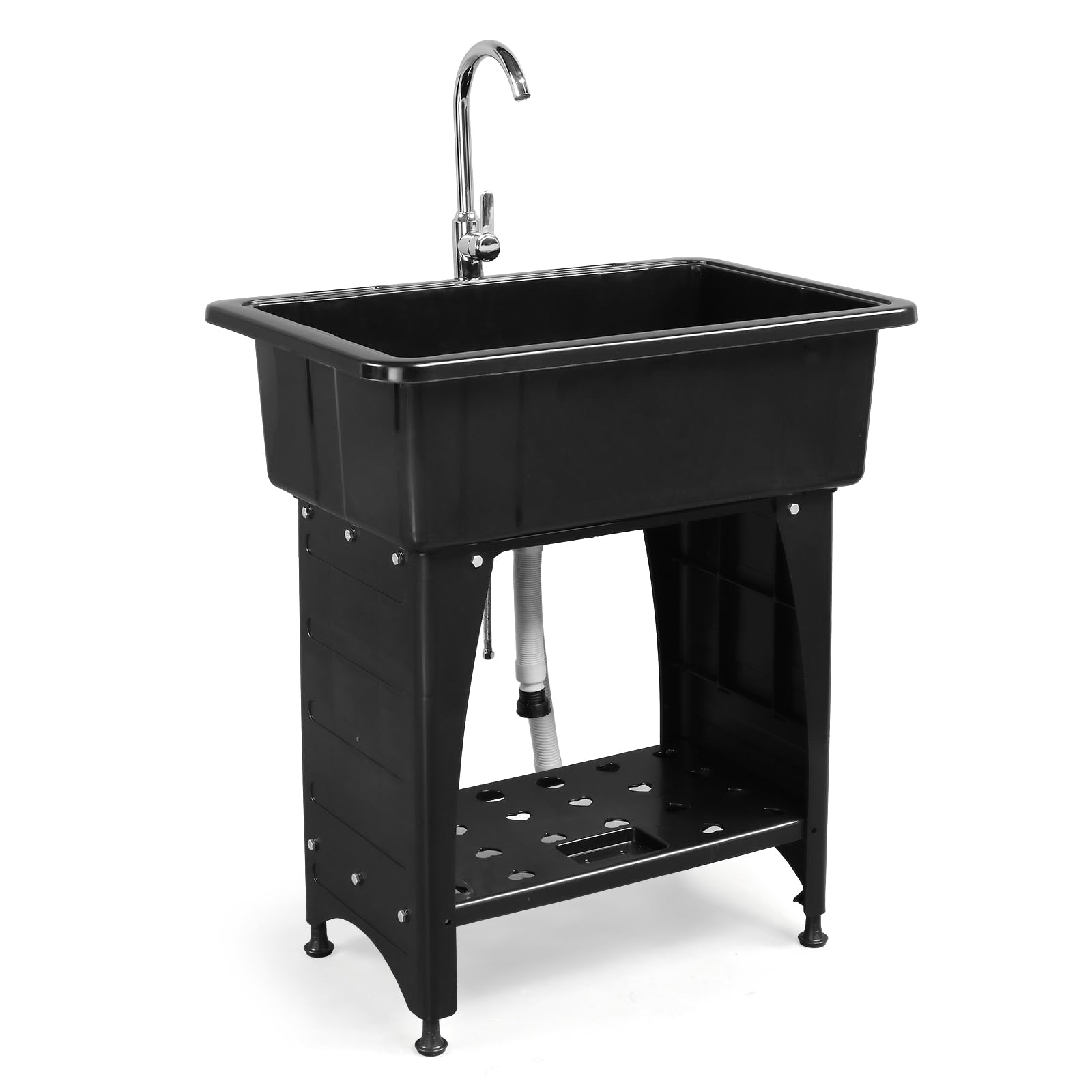 ROVSUN 32" x 22" Utility Sink Laundry Tub with Hot & Cold Faucet Black