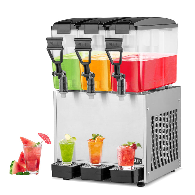 ROVSUN 7.8 Gallon 270W 110V 3 Tanks Commercial Beverage Dispenser for Juice & Cold Drink
