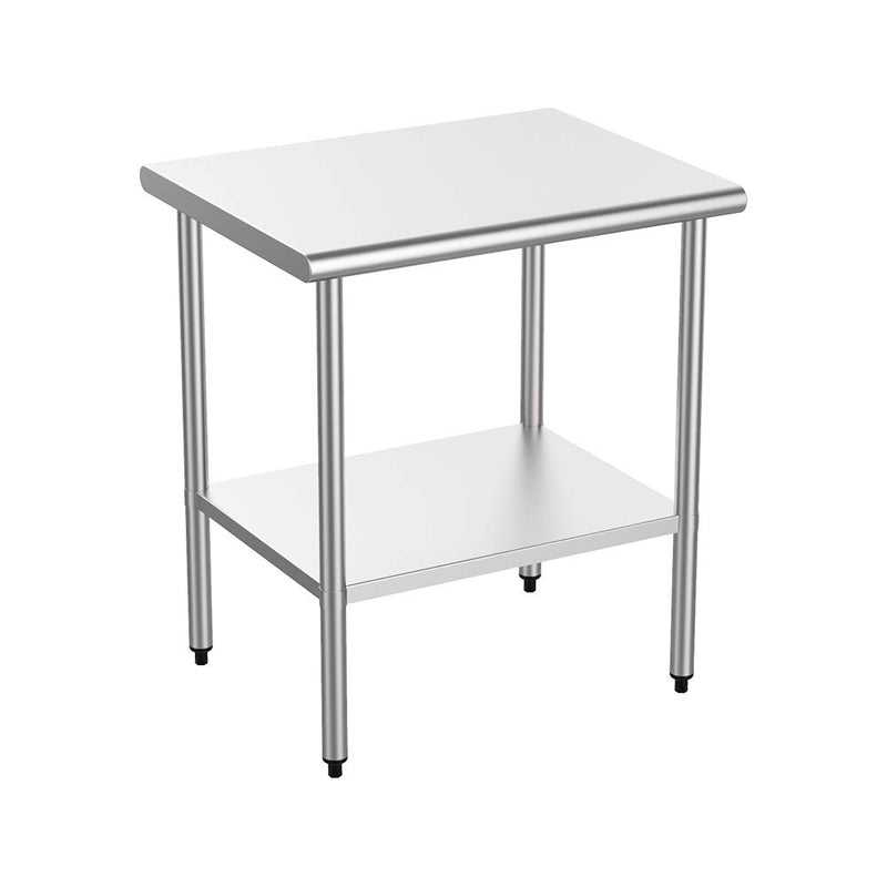 ROVSUN 30 x 24 Inches Kitchen Stainless Steel Table Heavy Duty Prep Work Metal Table with Adjustable Undershelf