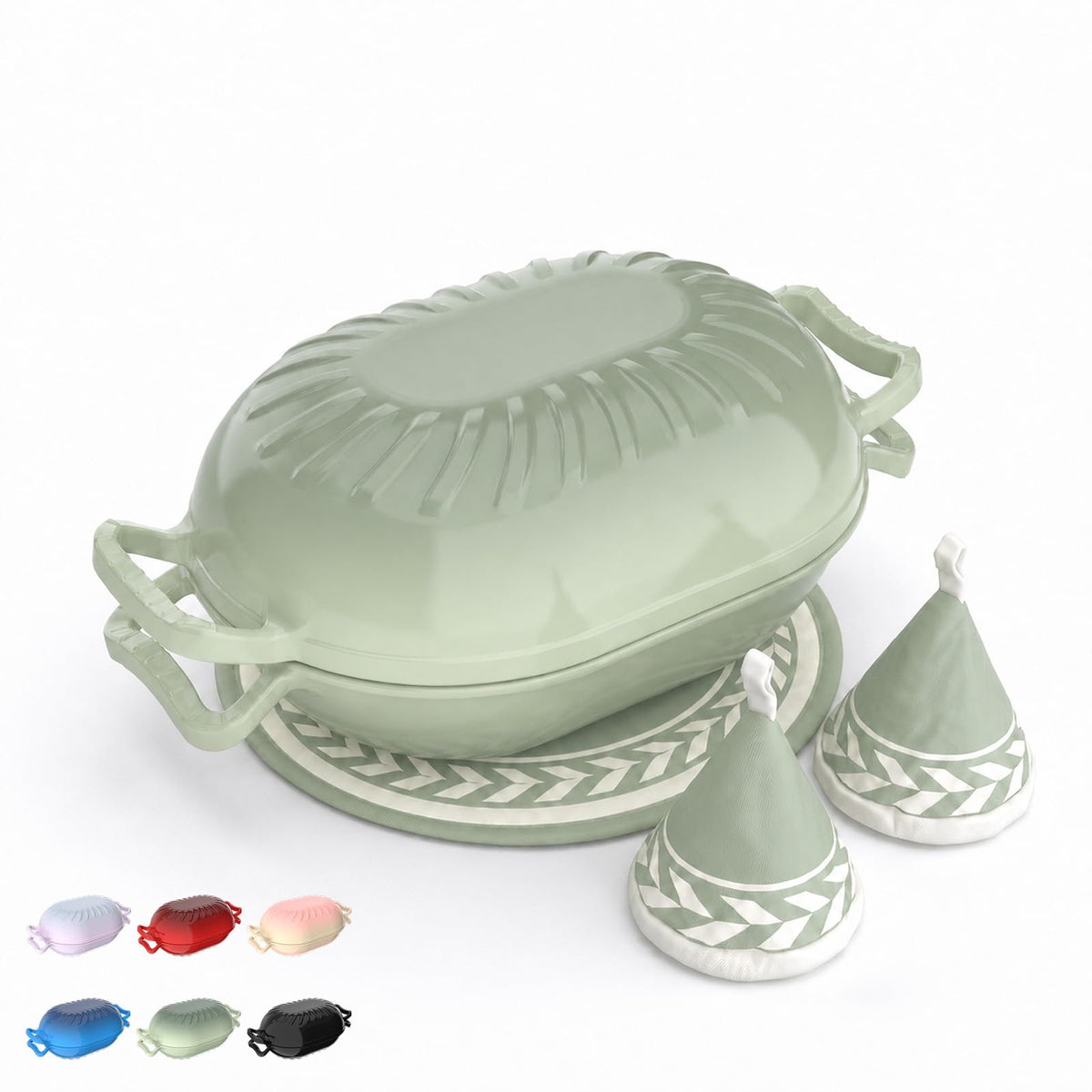 ROVSUN 5 QT Oval Enameled Cast Iron Dutch Oven Pot Green