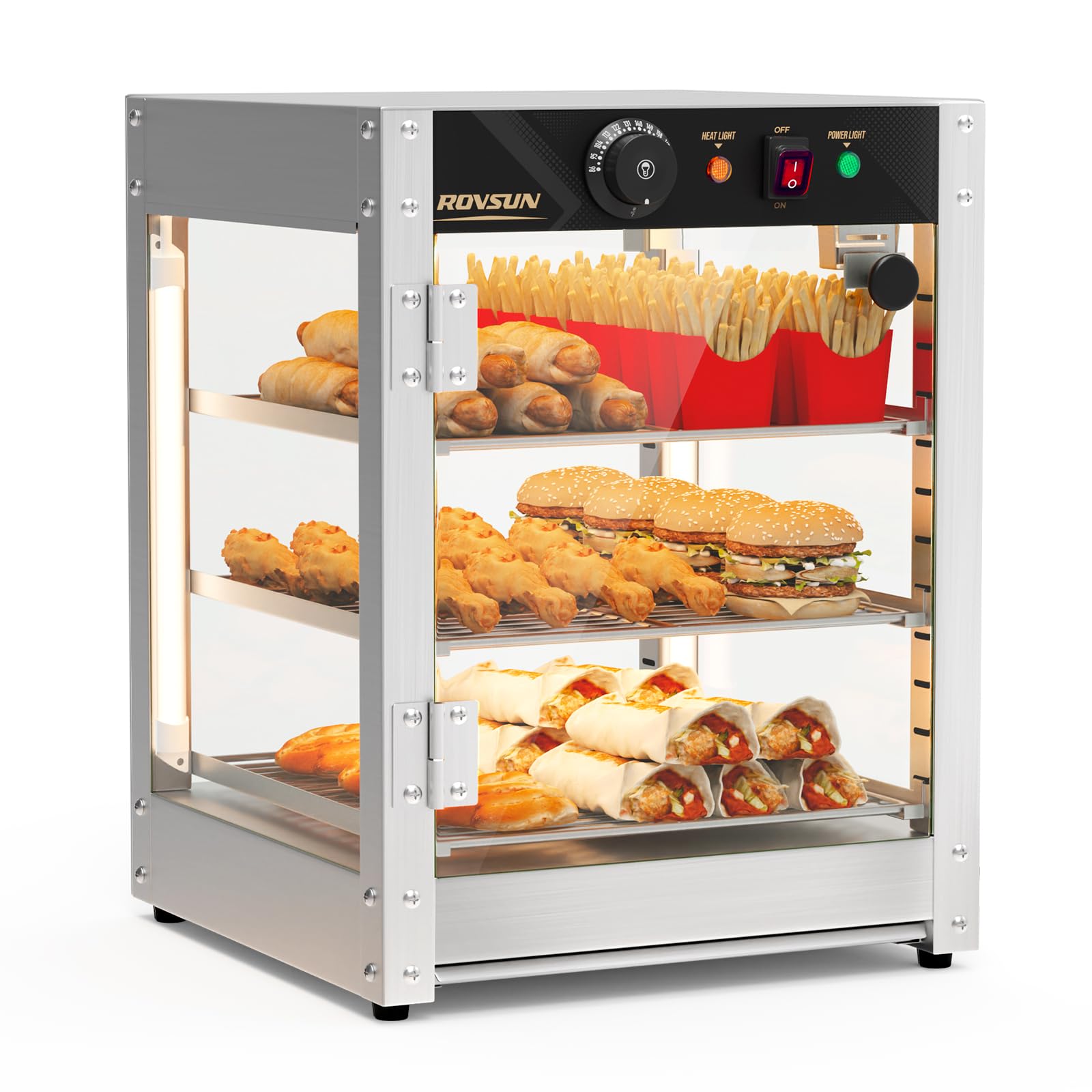 ROVSUN 3-Tier 15" 800W 110V Food Warmer Cabinet for Pizza, Pretzel