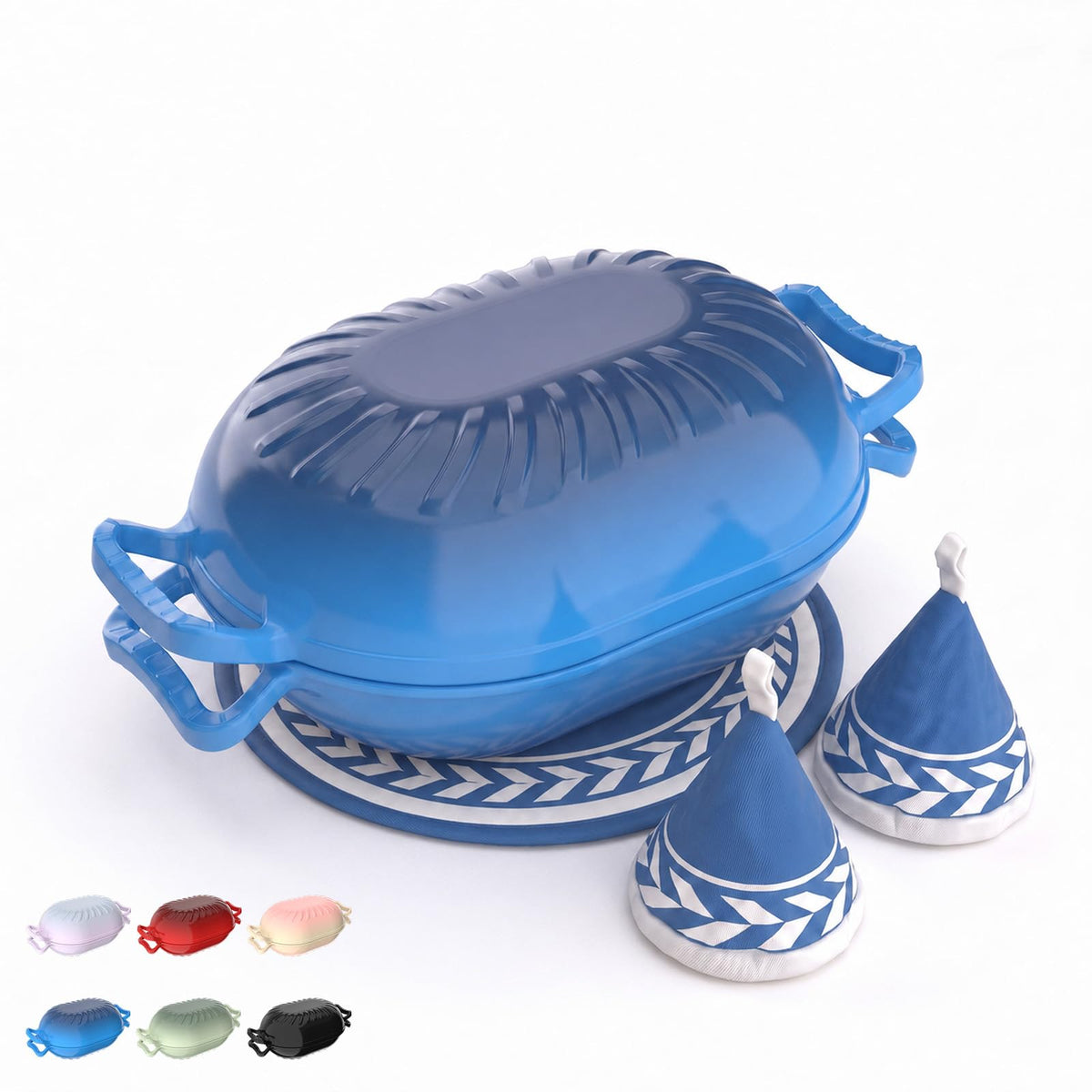 ROVSUN 5 QT Oval Enameled Cast Iron Dutch Oven Pot Blue
