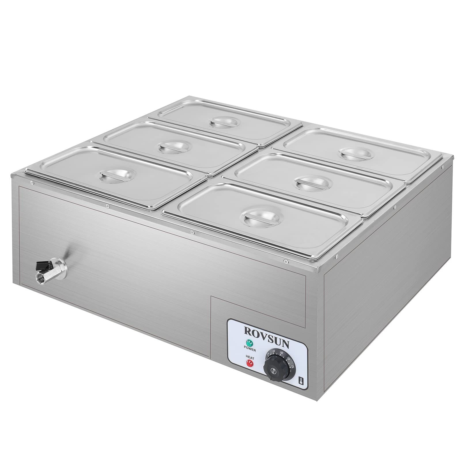 ROVSUN 42.3 QT 1200W 110V 6-Pan Electric Steam Table Food Warmer Countertop