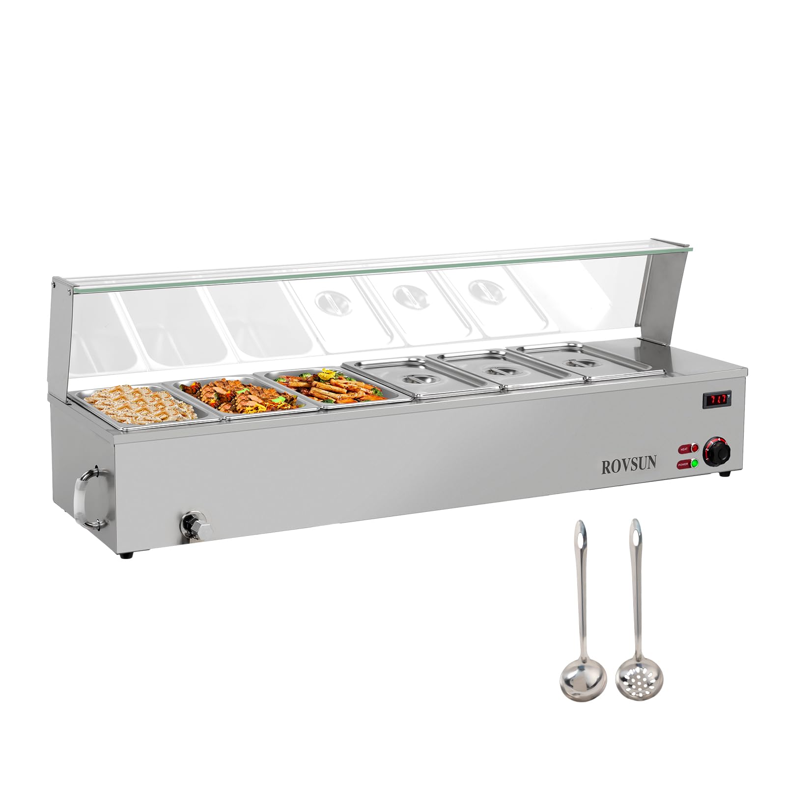ROVSUN 48 QT 1500W 110V 6-Pan Electric Steam Table Food Warmer Countertop
