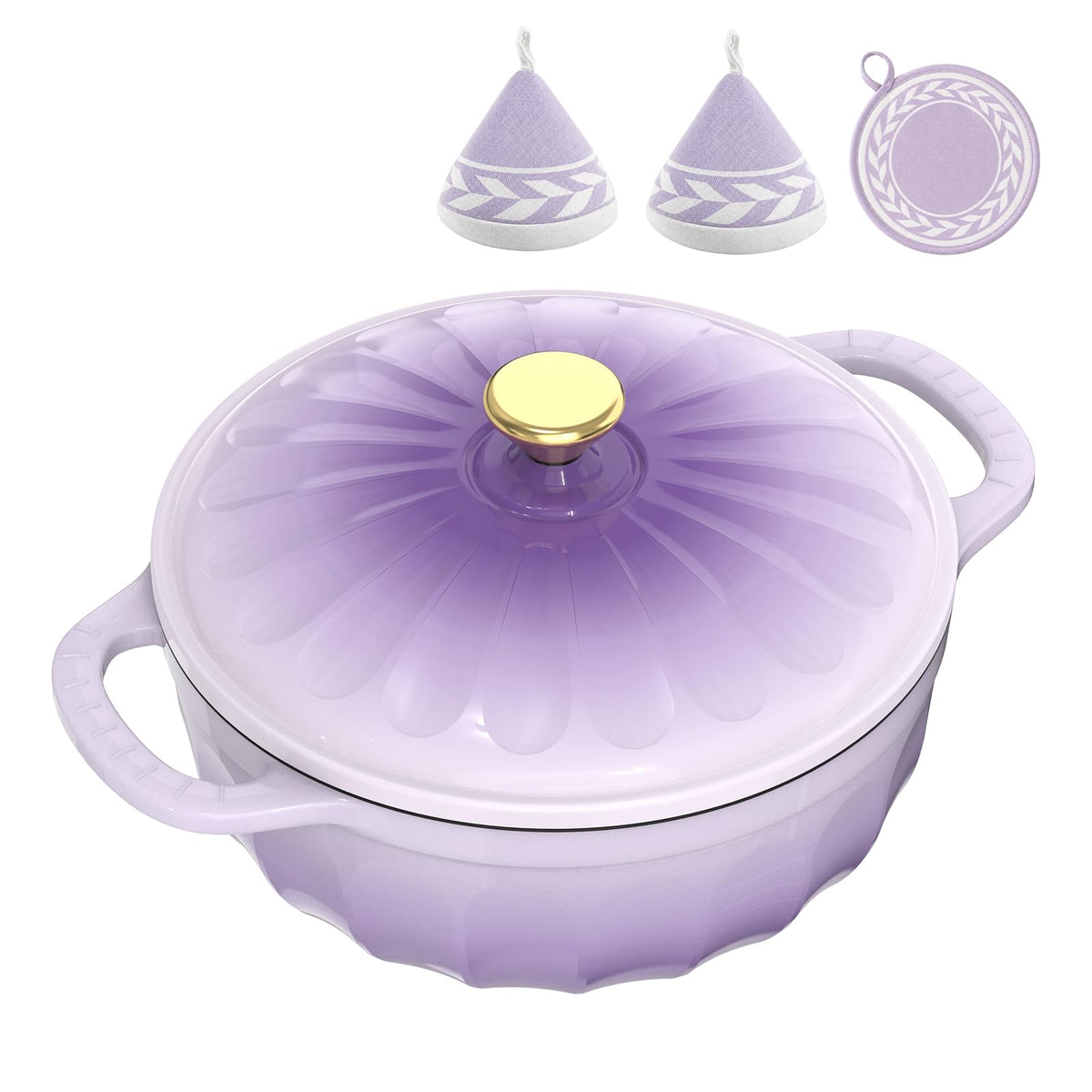 ROVSUN 7.5 QT Enameled Cast Iron Round Dutch Oven Purple Gradient