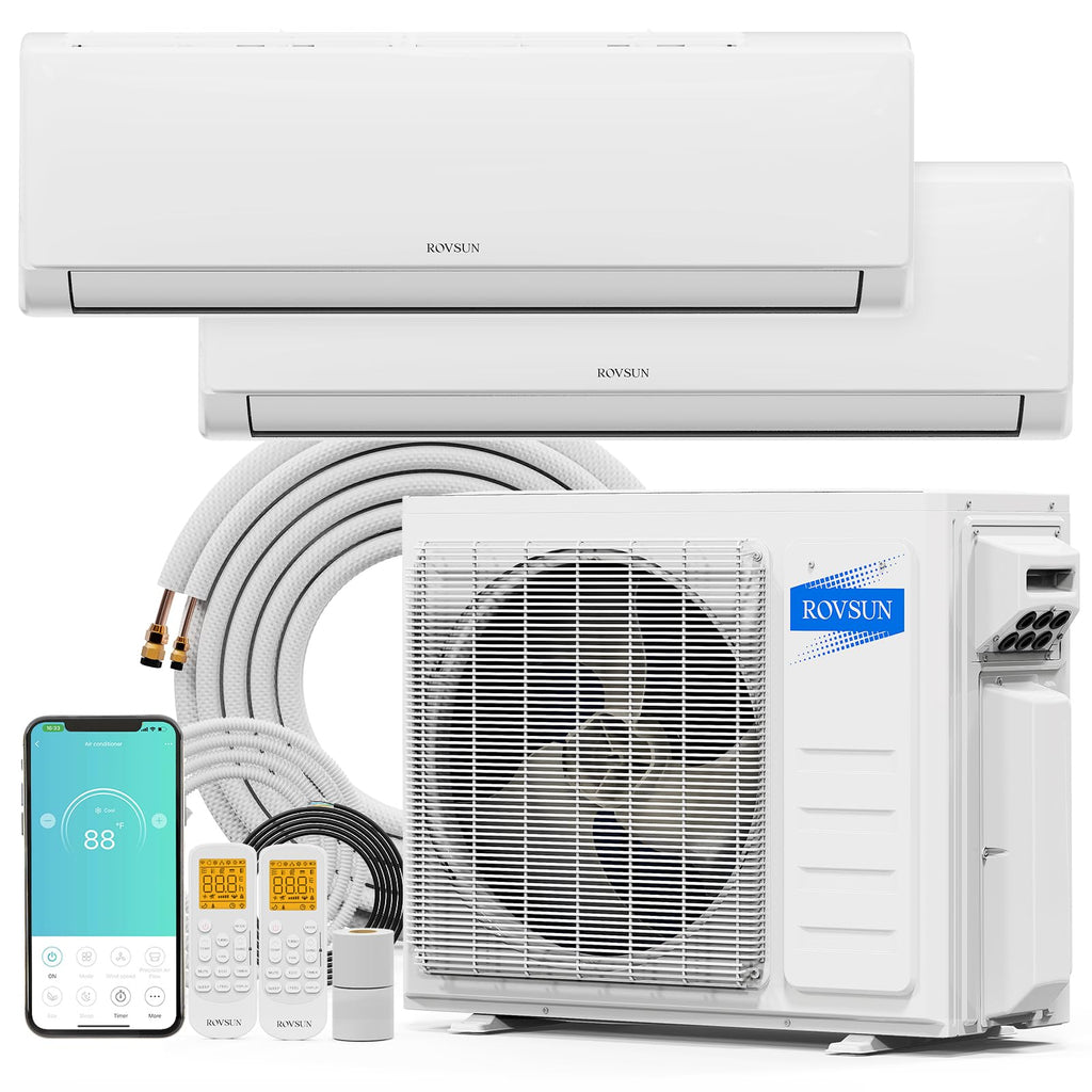 ROVSUN 2 Zone 12000 + 12000 / 20000 BTU Mini Split Heat Pump