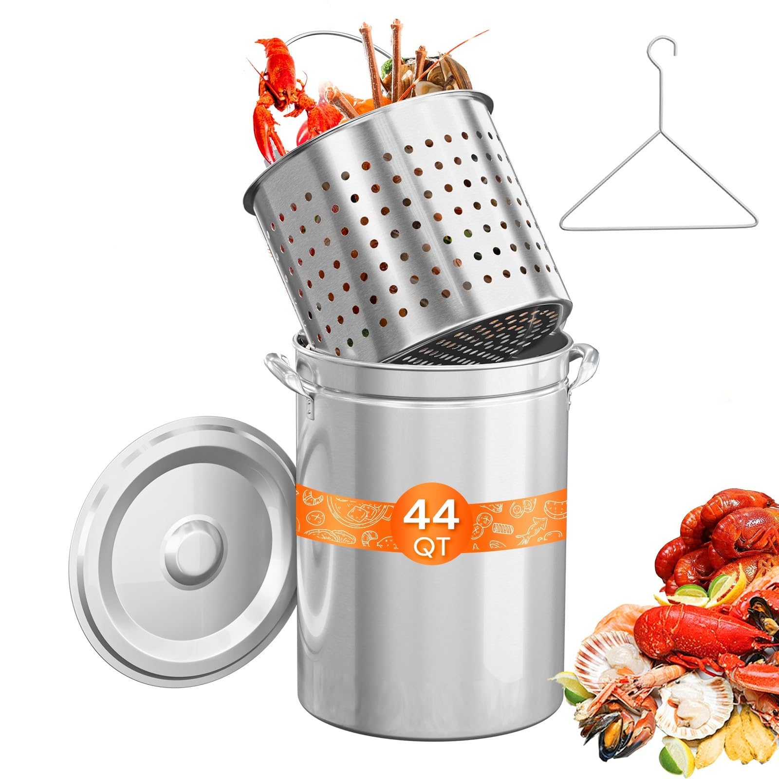 ROVSUN 44 QT Stainless Steel Seafood Boil Pot with Strainer Basket