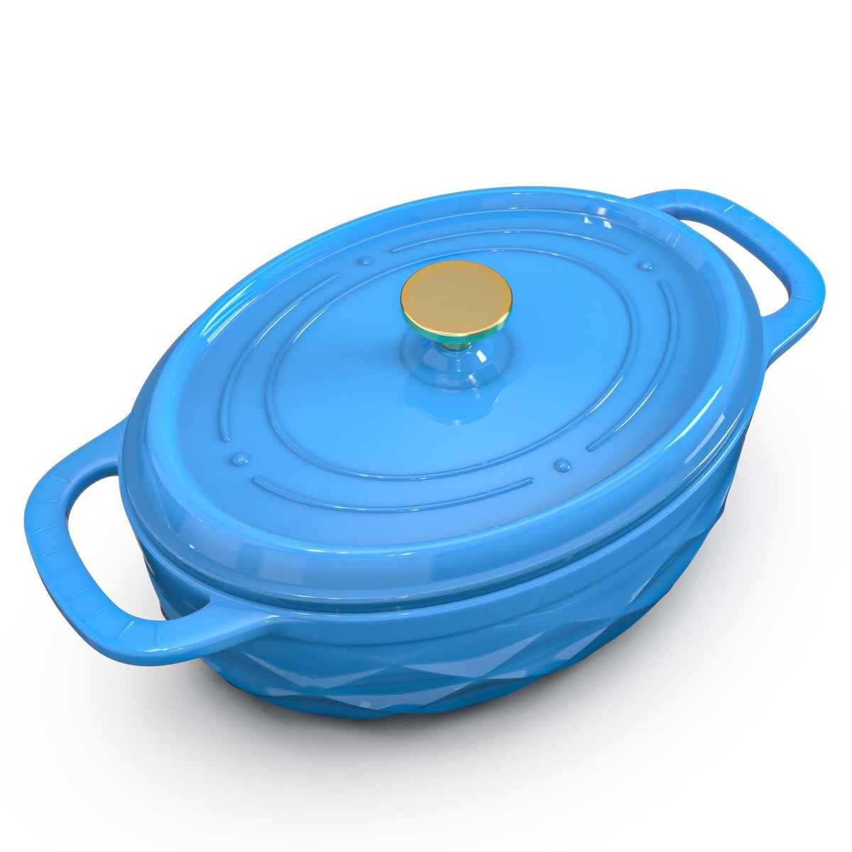 ROVSUN 7.5 QT Oval Enameled Cast Iron Dutch Oven Pot Blue