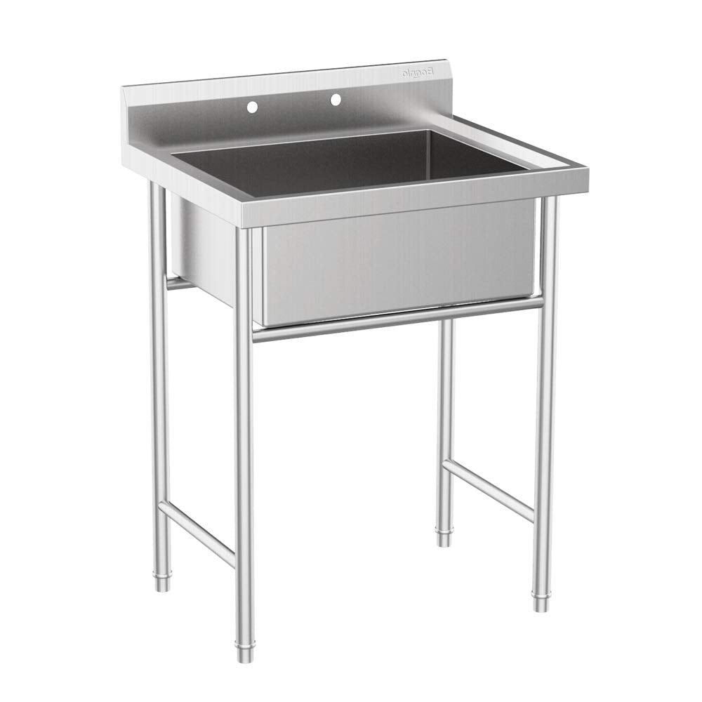 ROVSUN 28" x 24" 1 Compartment 304 Stainless Steel Sink with Backsplash