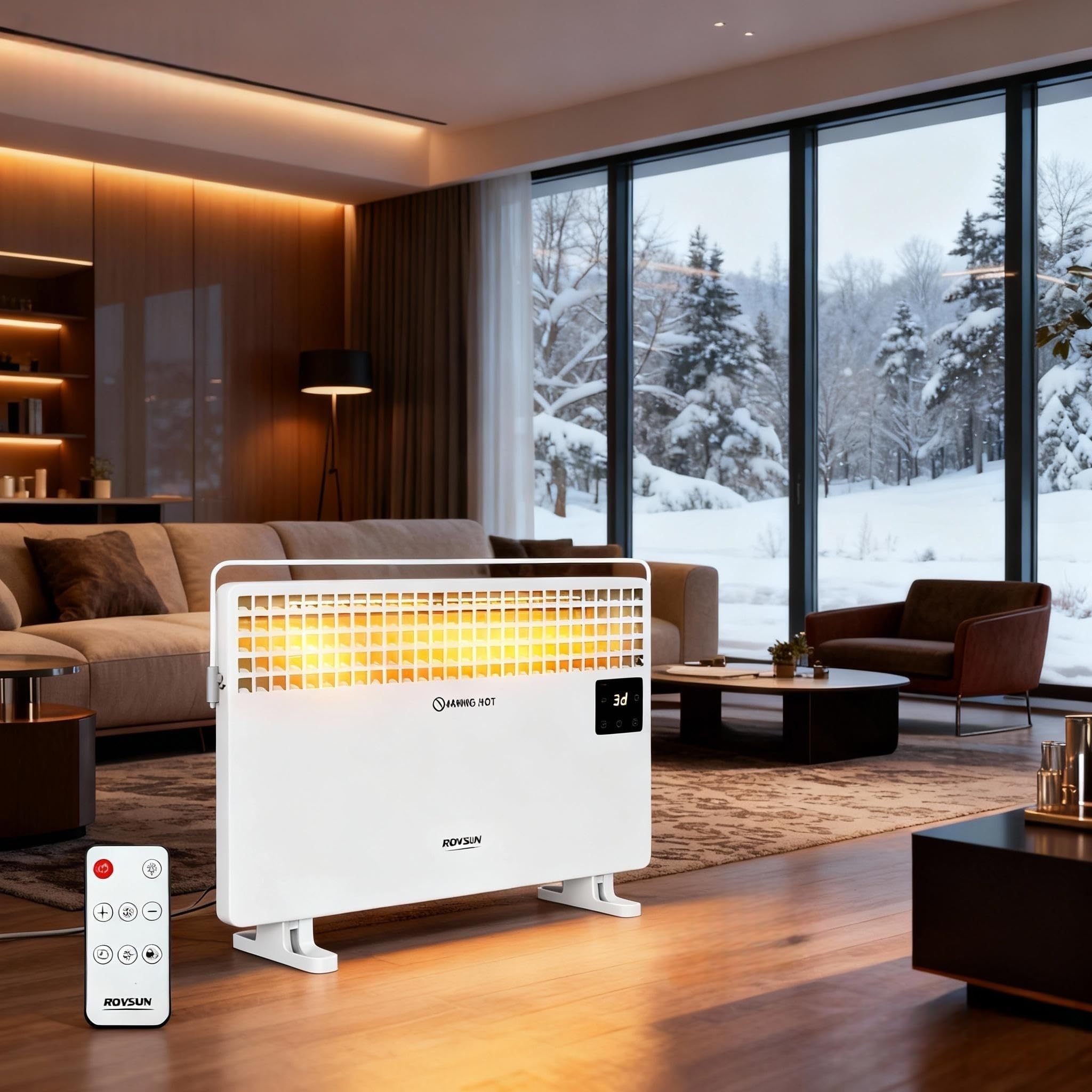 ROVSUN 1,500W 120V Panel Heater with Towel Bar & Remote Control