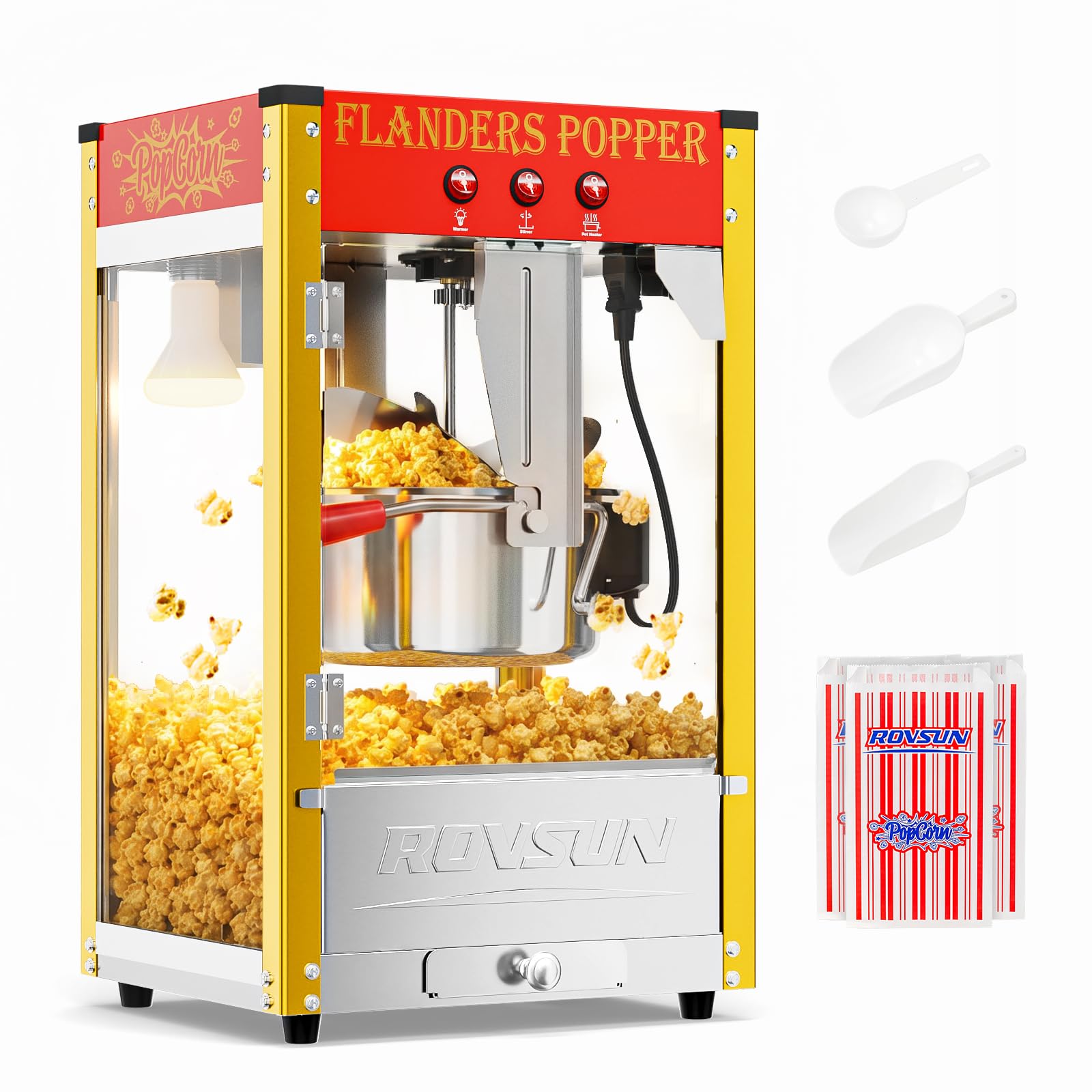 ROVSUN Commercial Red Popcorn Machine with 10 Oz Kettle
