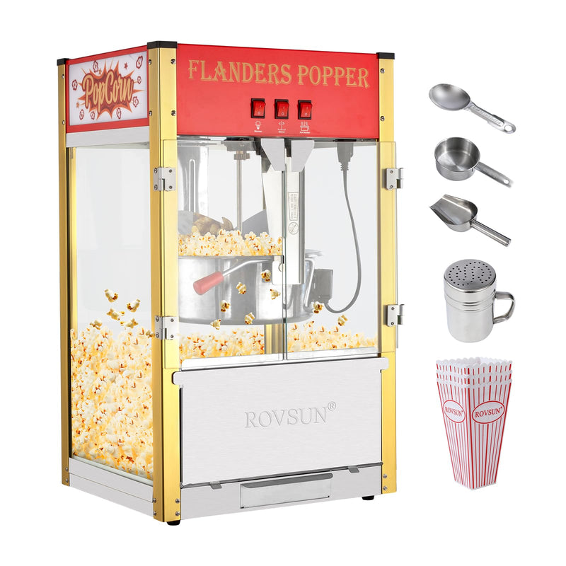 ROVSUN 1600W 120V 16oz Kettle Popcorn Machine Maker Countertop Red