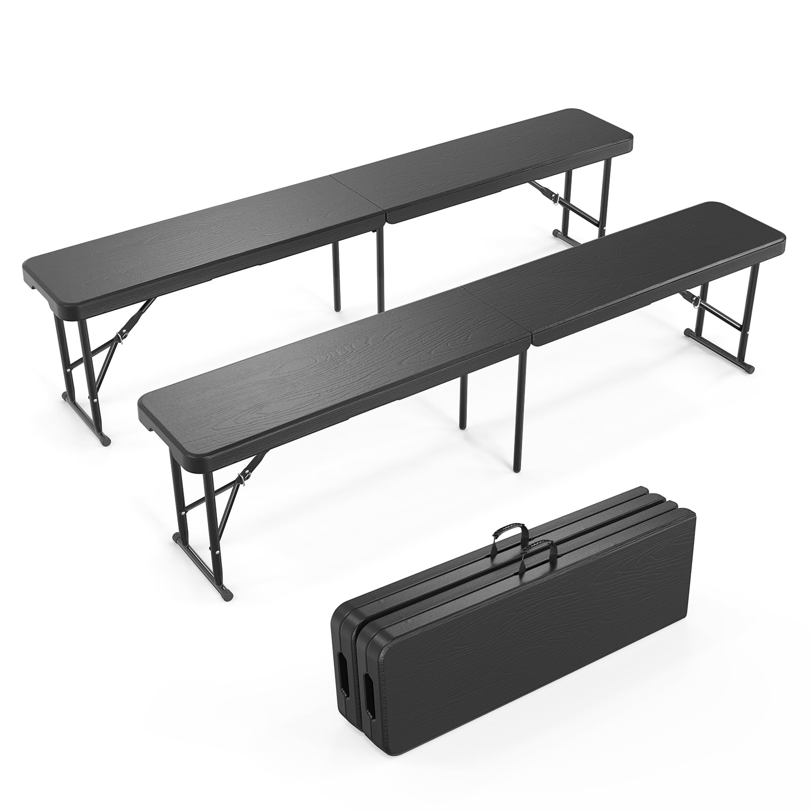 VINGLI 6 Feet Plastic Folding Bench Outdoor Picnic Party Seat Black