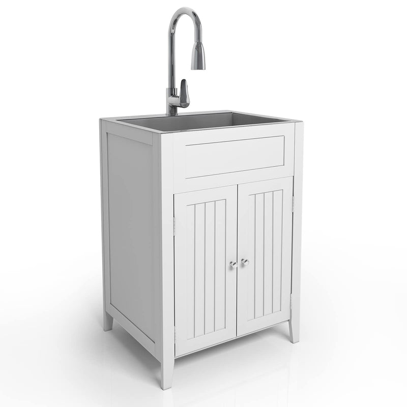 ROVSUN 24 Inch Kitchen Utility Sink with Cabinet Pull Out Sprayer Fau