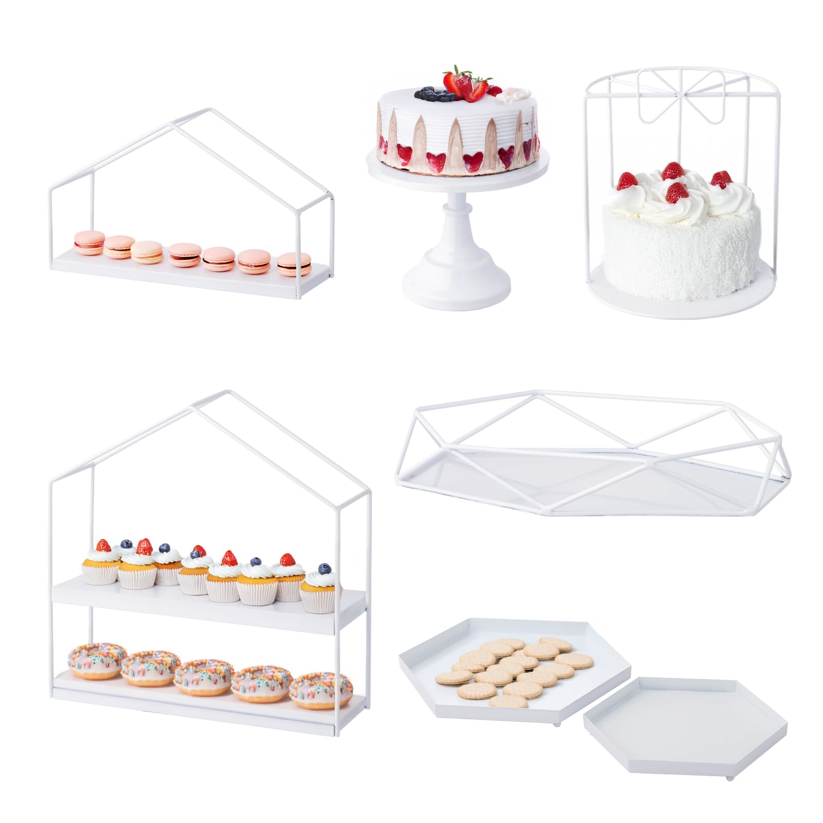 ROVSUN 7 PCS White Cake Stand Set