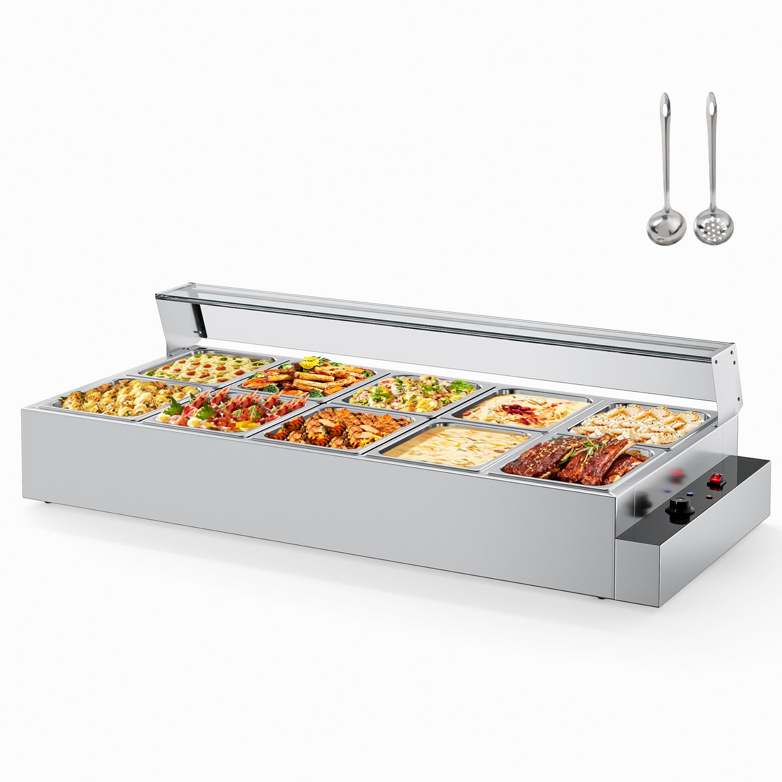 ROVSUN 120 QT 10-Pan Electric Steam Table Countertop
