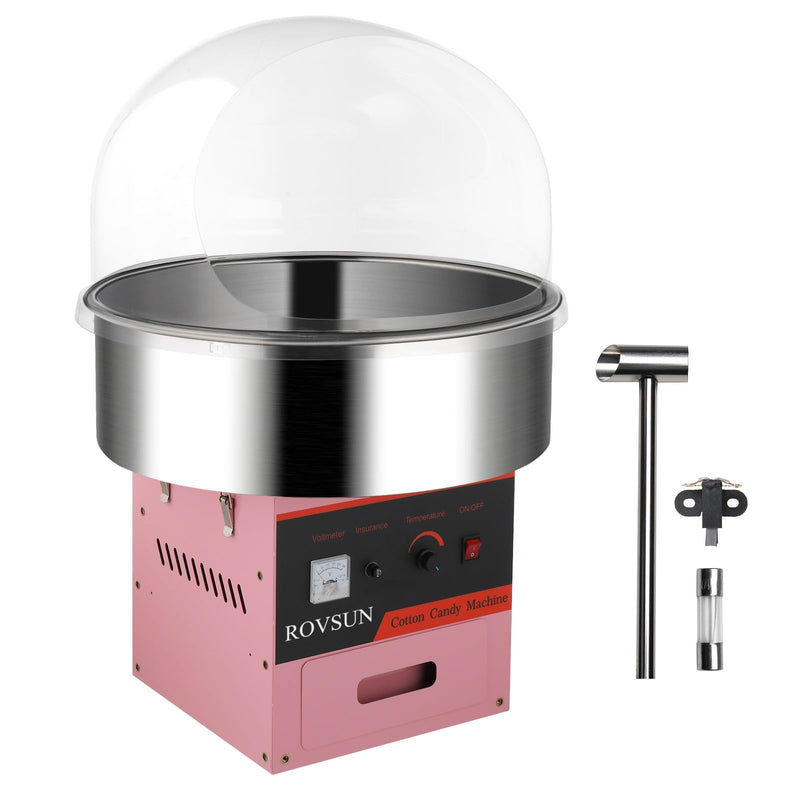 ROVSUN 21 Inch 980W 110V Electric Candy Floss Maker Commercial Cotton Candy Machine with Cover Pink