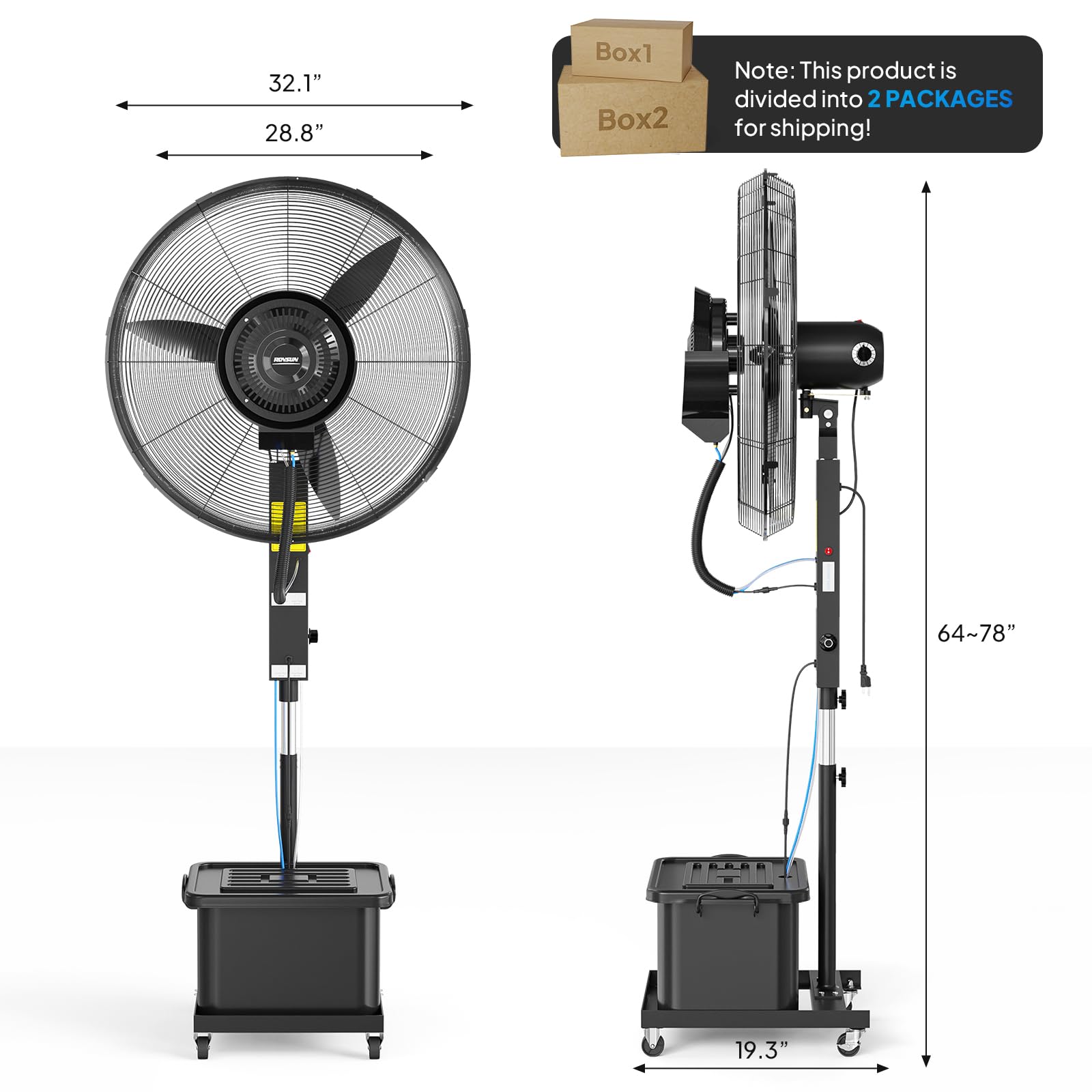 ROVSUN 30" 300W 110V Industrial Misting Fan