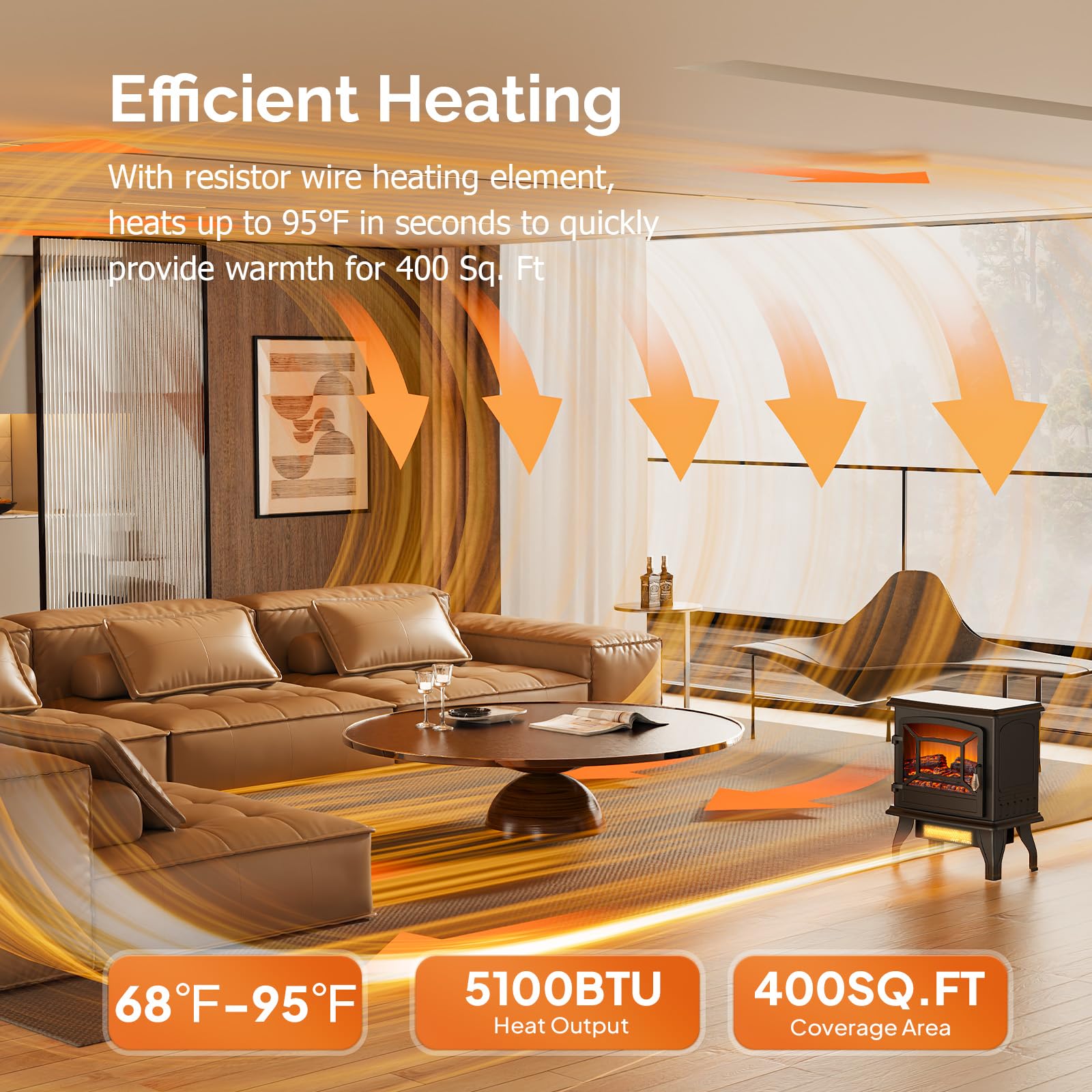 ROVSUN 17" x 20" 1400W 120V Electric Fireplace Stove
