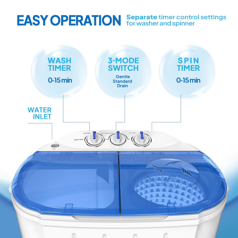 ROVSUN 11LBS Portable Washing Machine Mini Compact Twin Tub Washer wit