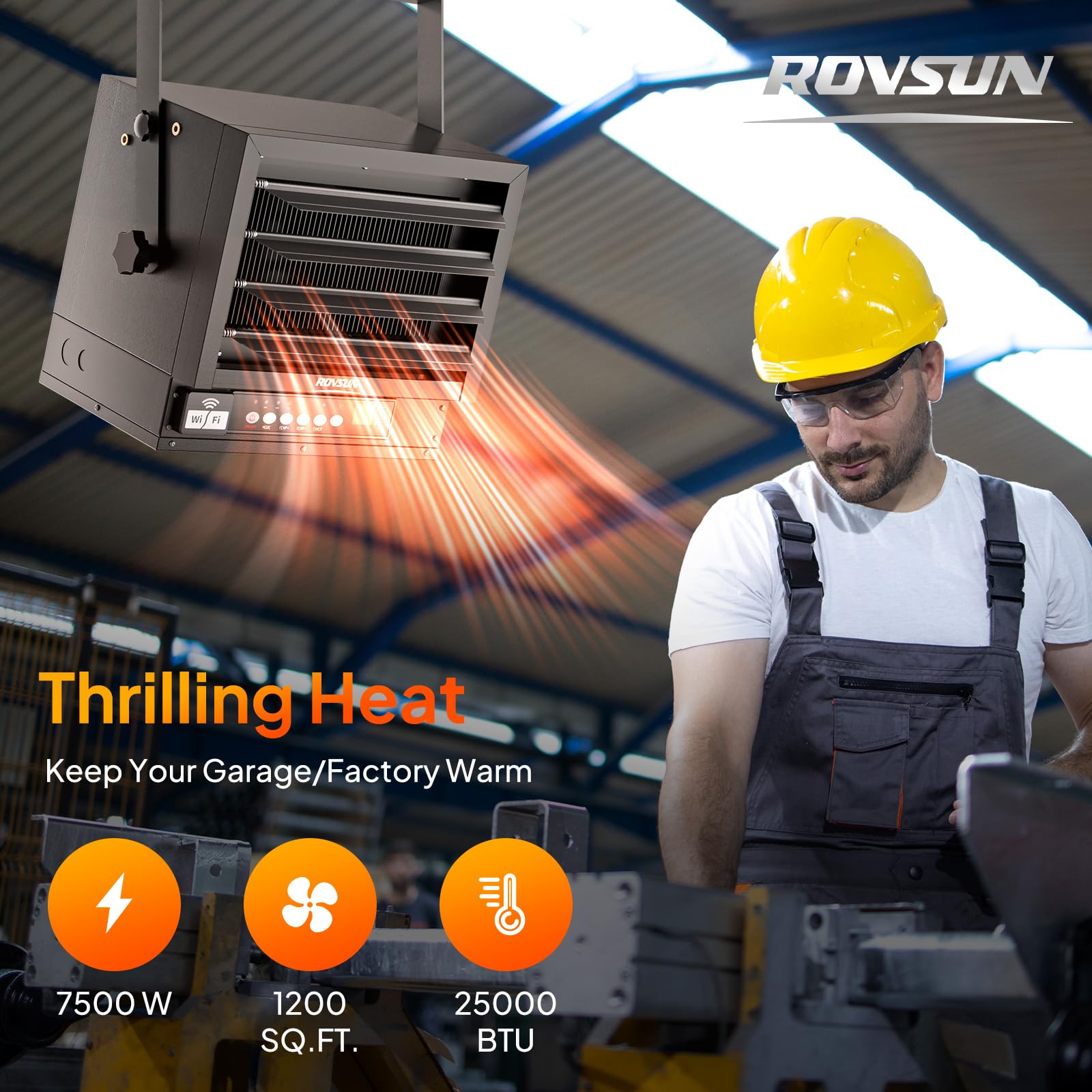 ROVSUN 7,500W 240V Electric Garage Heater with Remote & APP Control