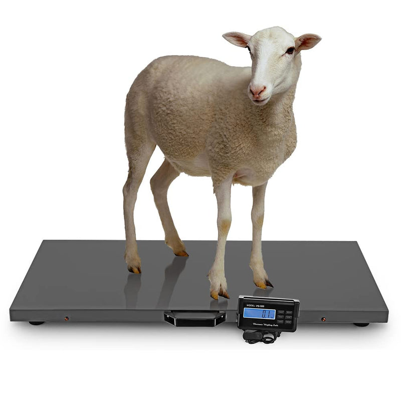 ROVSUN 1100Lbs x 0.2Lbs Livestock Scale Electronic Platform Digial Scale for Dog Goat Sheep Black/Silver