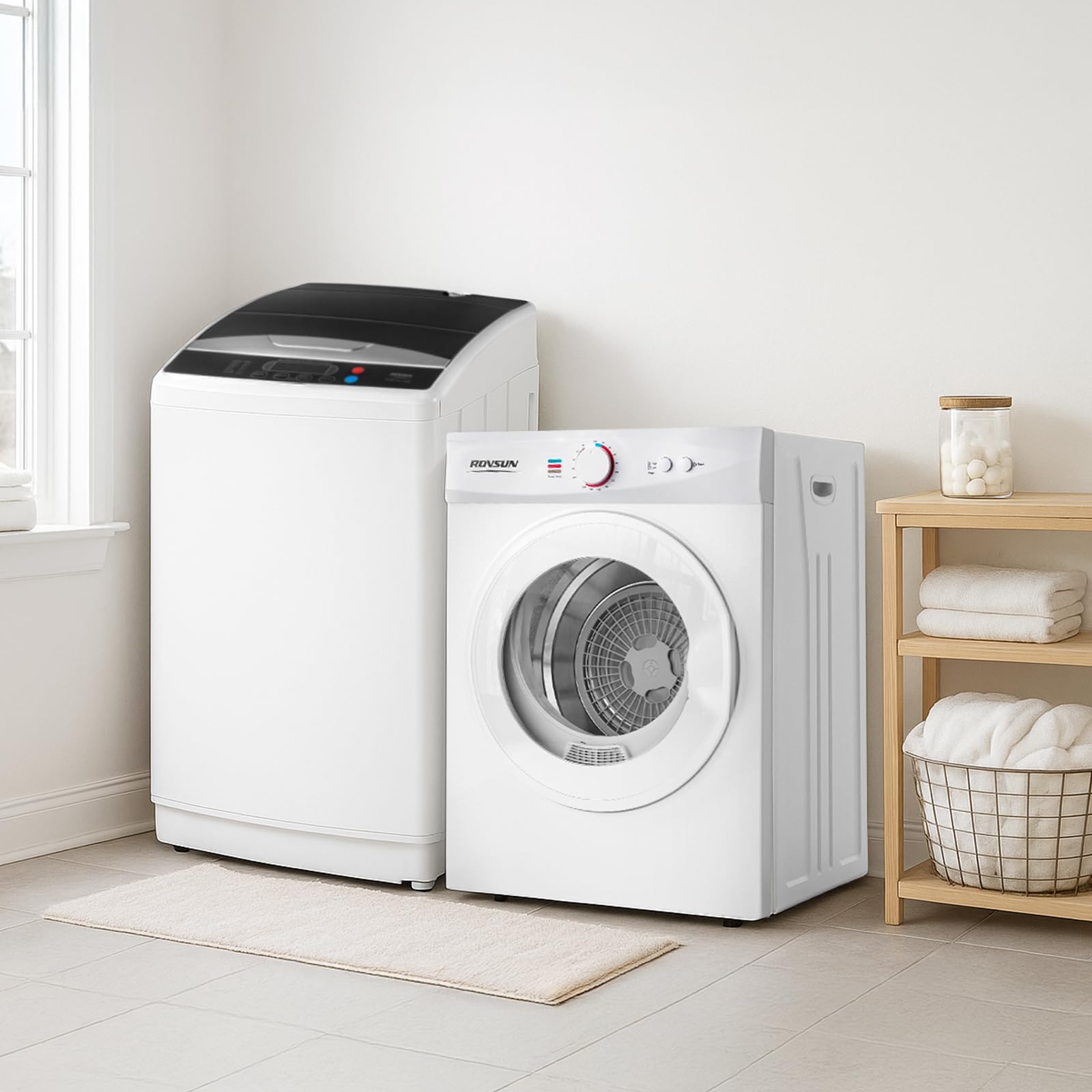 ROVSUN 25 LBS Full Automatic Washing Machine and 1.8 Cu.Ft Portable Clothes Dryer Set