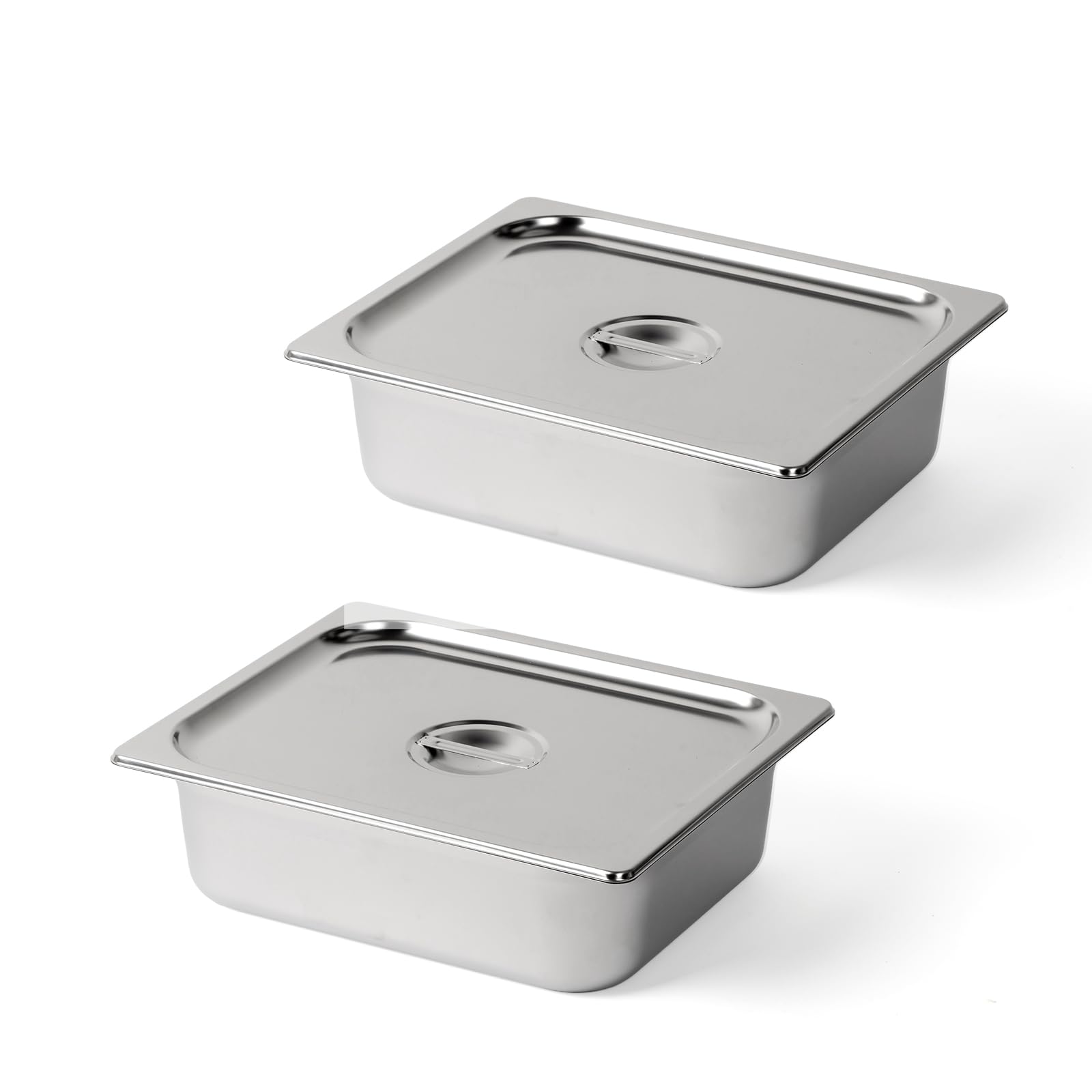 ROVSUN 2-Pack 1/2 Half Size Steam Table Pan with Lid