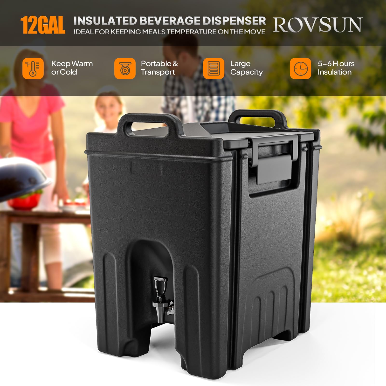 ROVSUN 12 Gallon Insulated Beverage Dispenser with 50 Cups