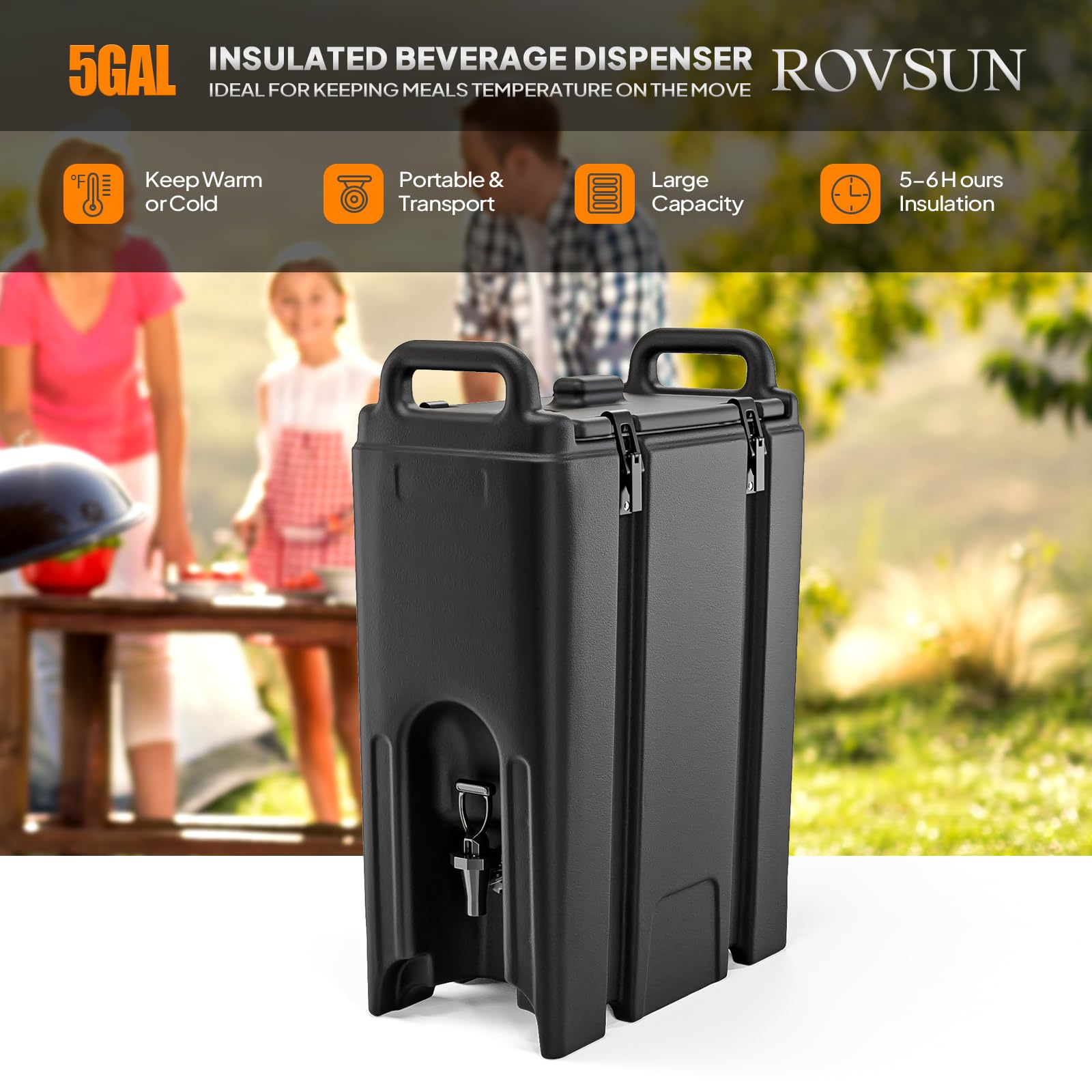 ROVSUN 5 Gallon Insulated Beverage Dispenser with 20 Cups