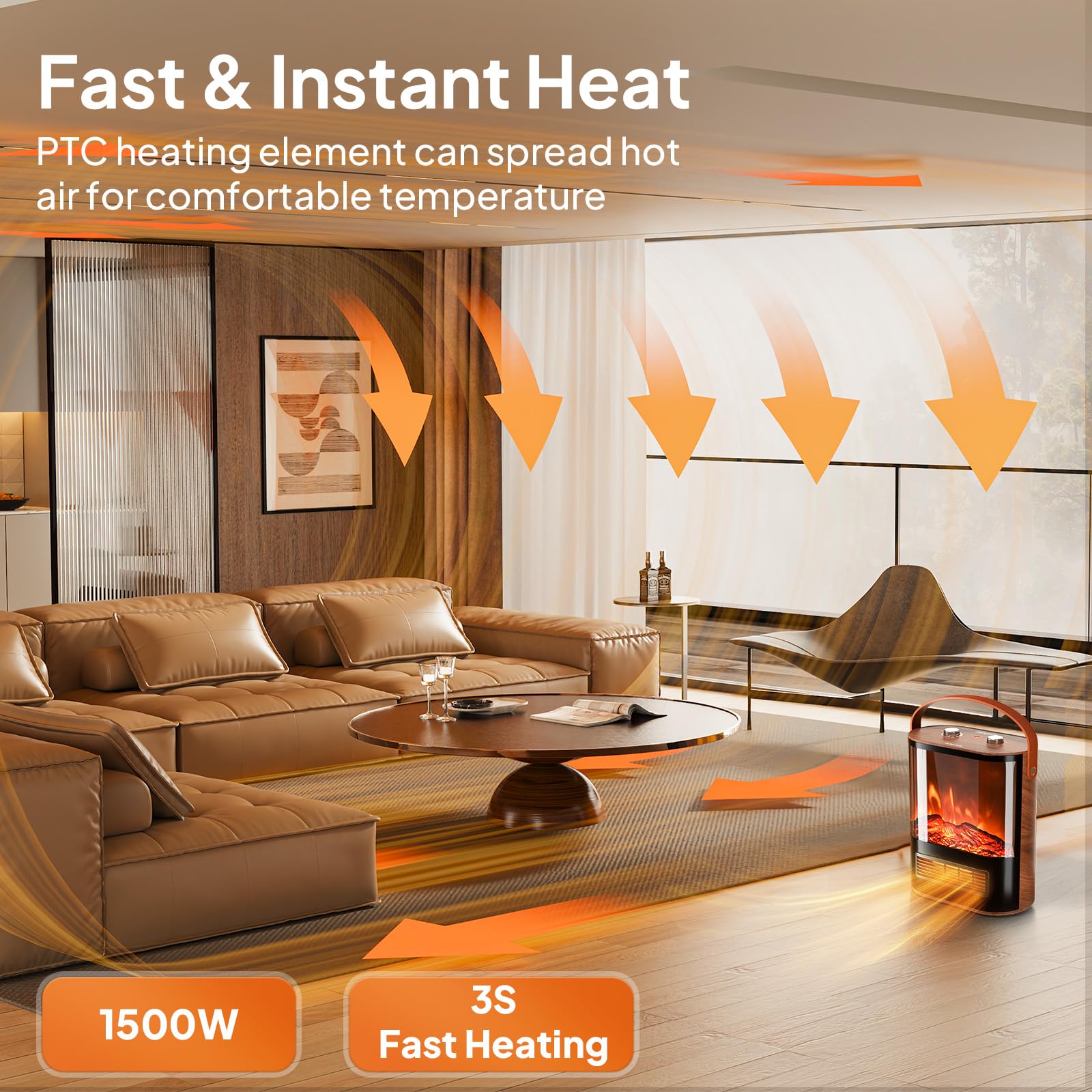ROVSUN 1500W 120V Electric Fireplace Heater