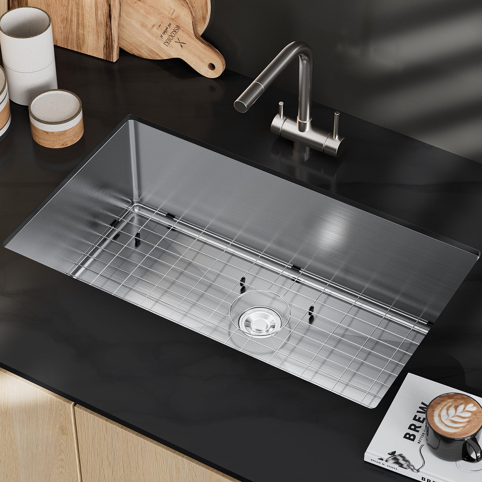 ROVSUN 32" x 19" Undermount Stainless Steel Sink Kitchen with Protector