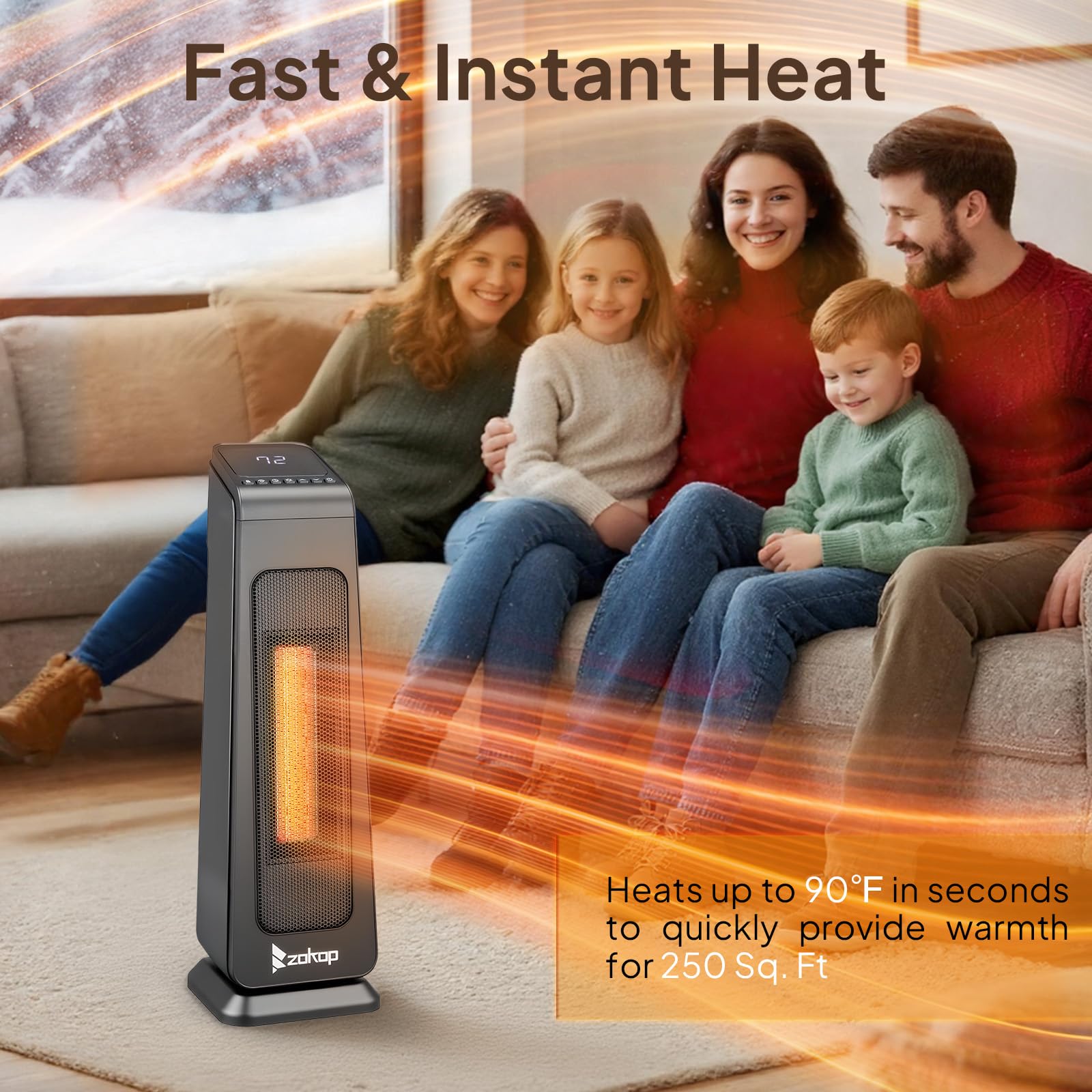 ROVSUN 23" High 1,500W 120V Electric Tower Heater