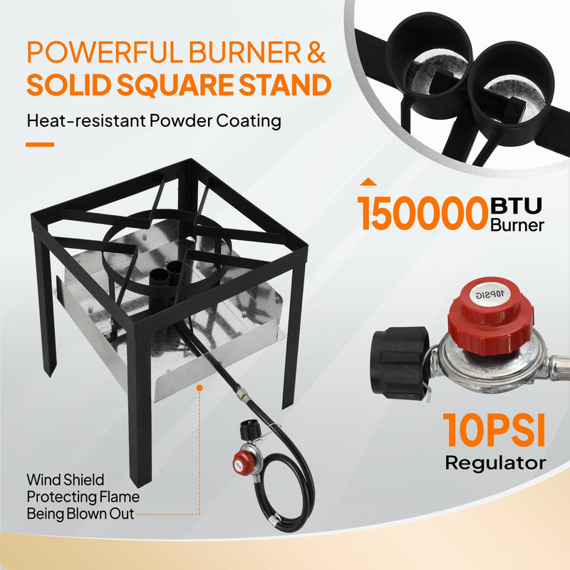 ROVSUN 60QT Turkey Fryer with 150000BTU Propane Stove with Basket & Stand for Outdoor Cooking