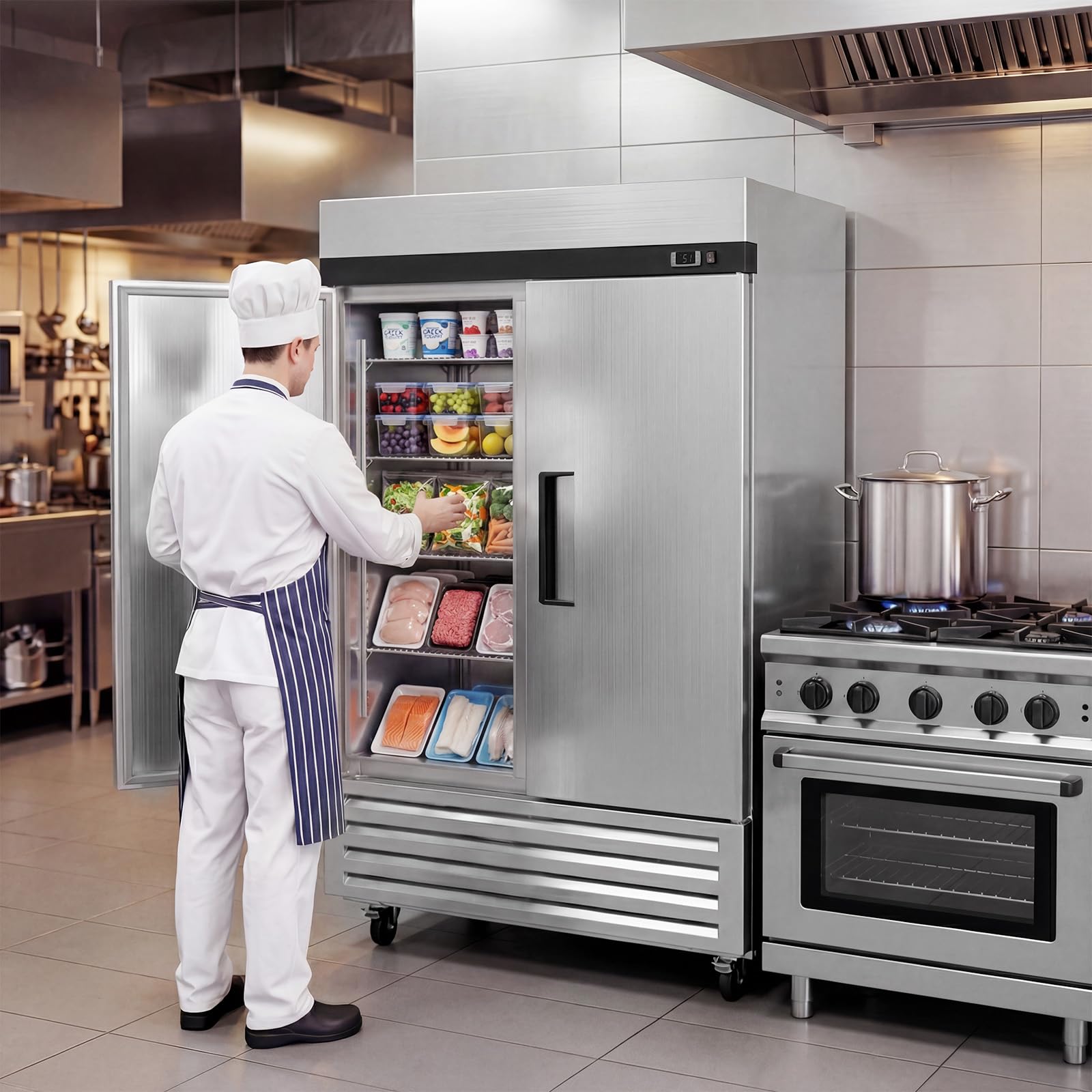 ROVSUN 54" 49 Cu.Ft. Double Door Reach-In Refrigerator