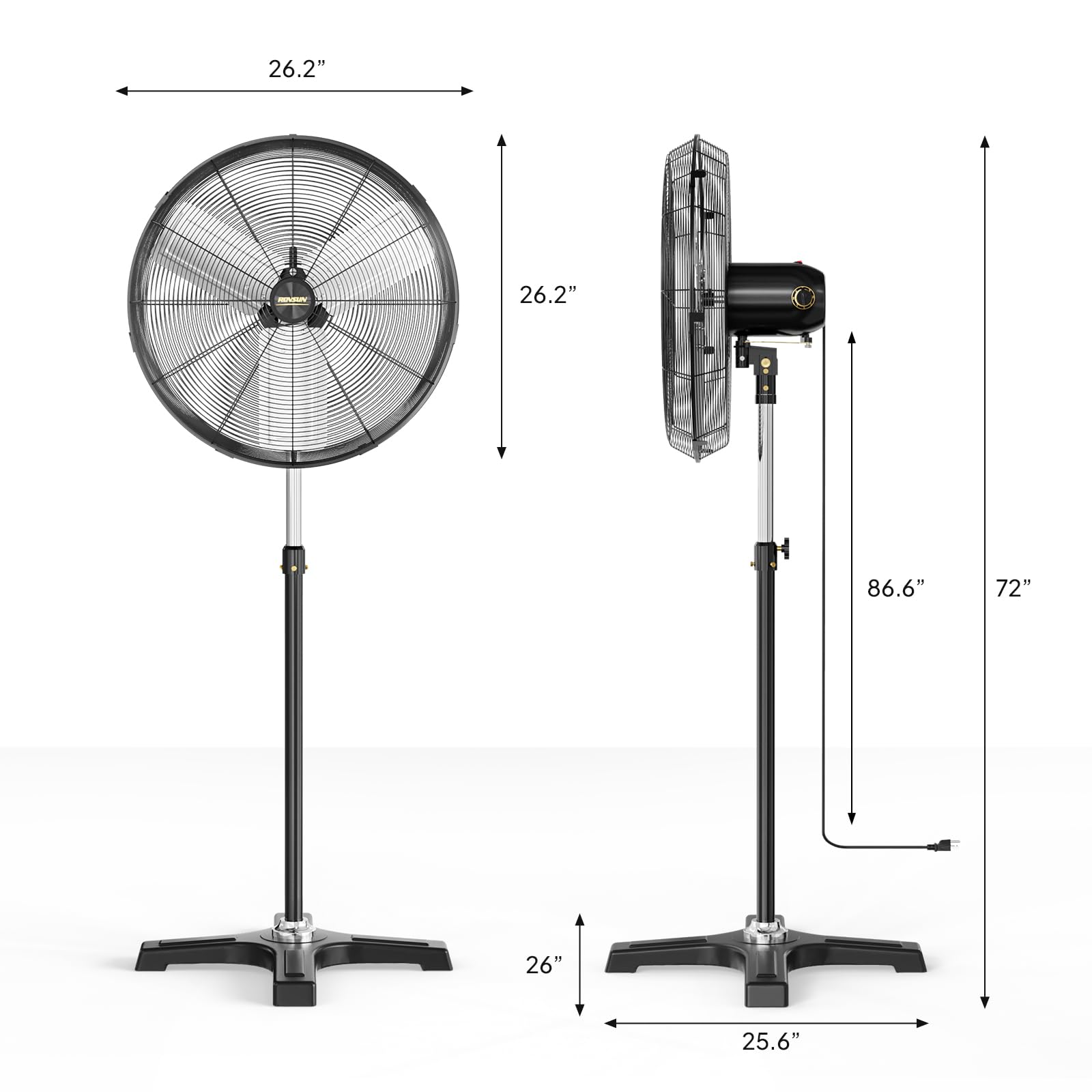 ROVSUN 24" 180W 110V Industrial Pedestal Fan