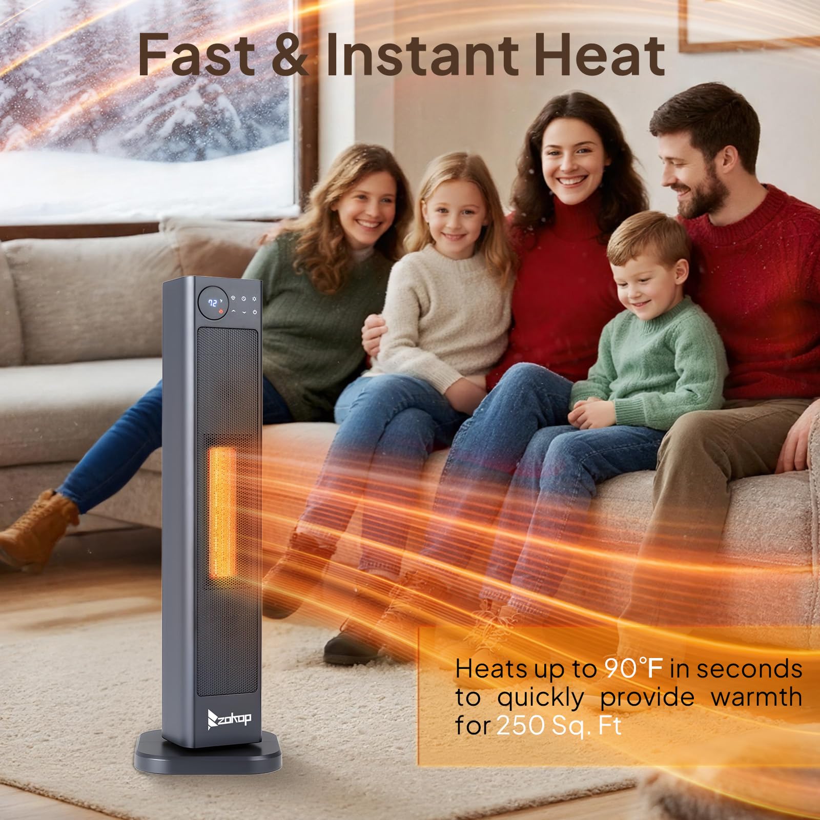 ROVSUN 30" High 1,500W 120V Electric Tower Heater