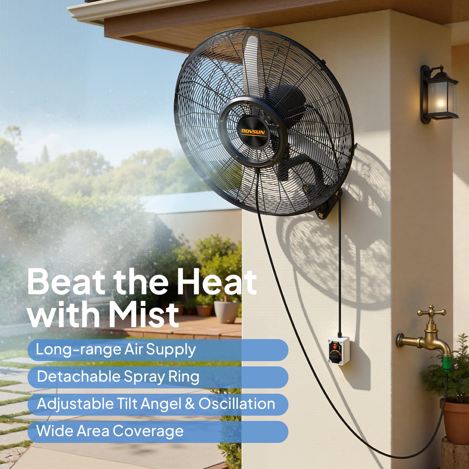 ROVSUN 30" 130W 110V Wall Mount Misting Fan