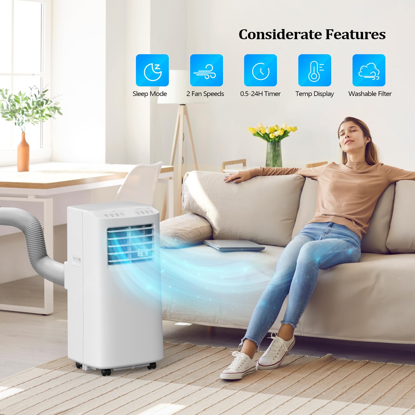 ROVSUN 8,000 BTU 115V Portable Air Conditioner with WiFi/APP & Install Kit