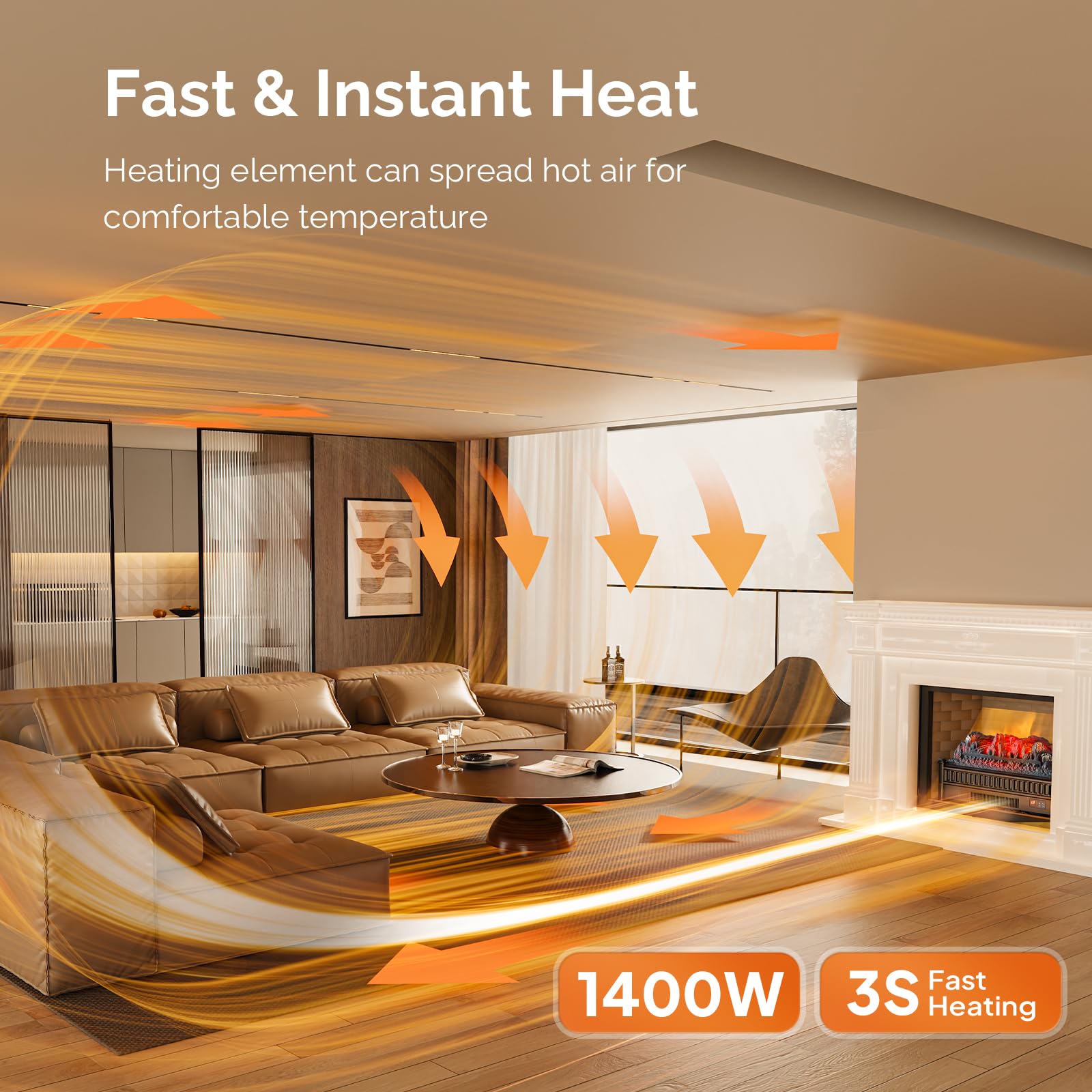 ROVSUN 23" 1400W 120V Electric Fireplace Insert Log with Remote