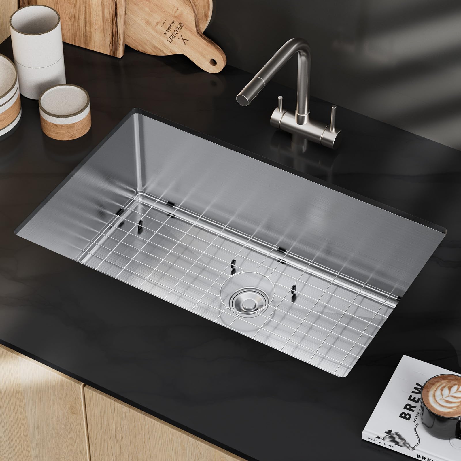 ROVSUN 30" x 19" Undermount Stainless Steel Sink Kitchen with Protector